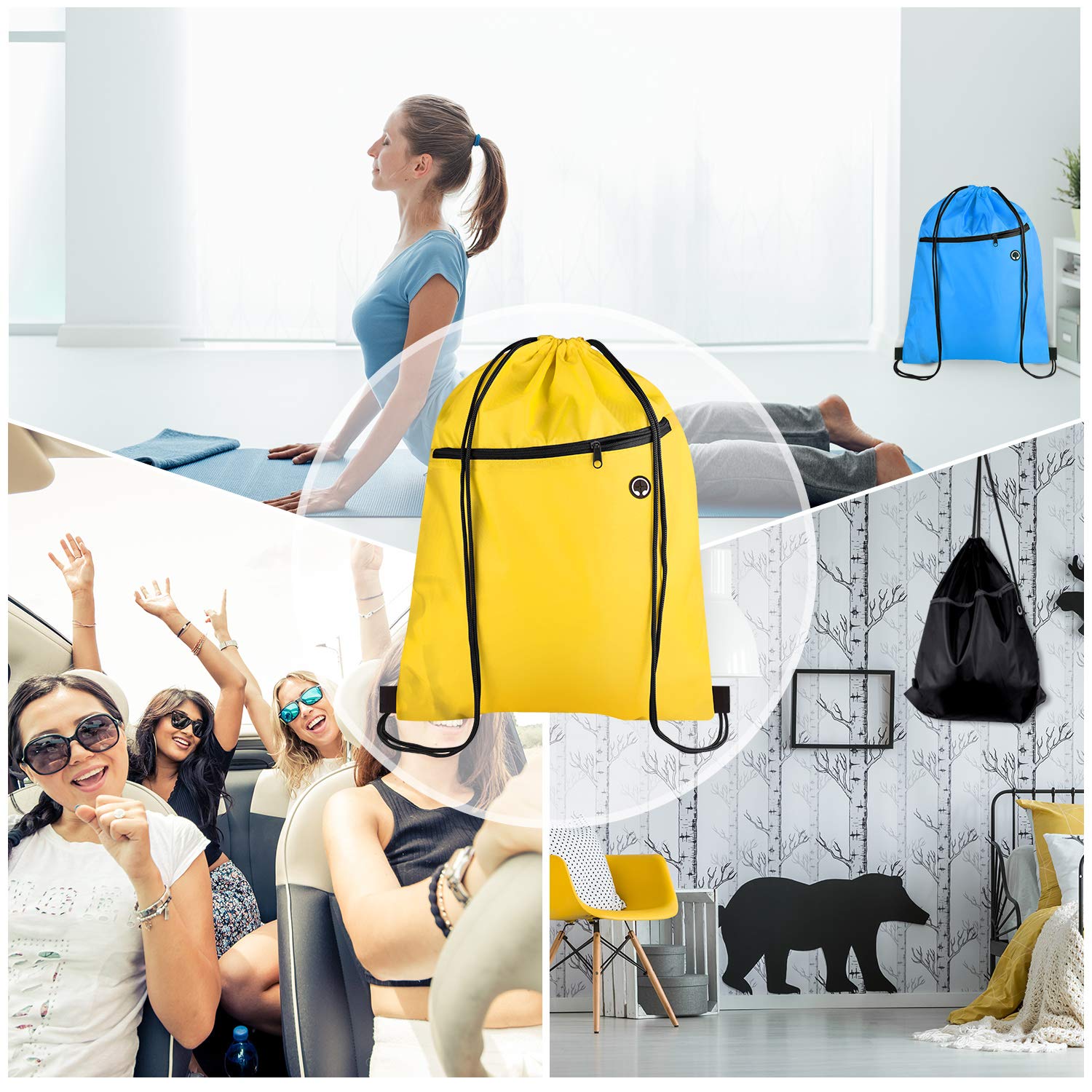 KUUQA Lightweight Drawstring Backpack - Waterproof Sports Sackpack for Gym, Travel & Hiking - Compact Cinch Bag for Men Women with Adjustable Shoulder Straps (Perfect for Workouts, School & Outdoor Activities)