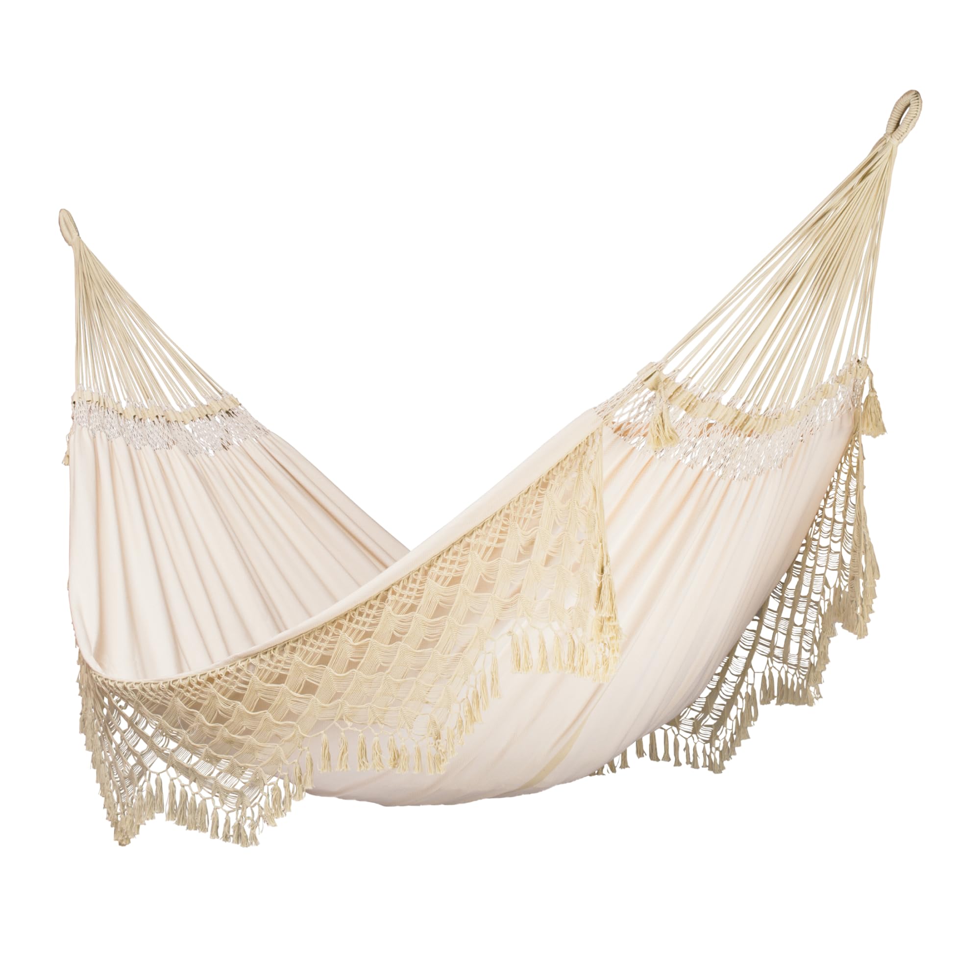 La Siesta® XL King Bossanova Brazilian Hammock - Organic Cotton Handmade in Brazil - Extra-Wide Indoor Hammock Bed for Relaxation & Lounging - Champagne Color - Perfect for Bedroom, Patio, and Backyard Relaxation