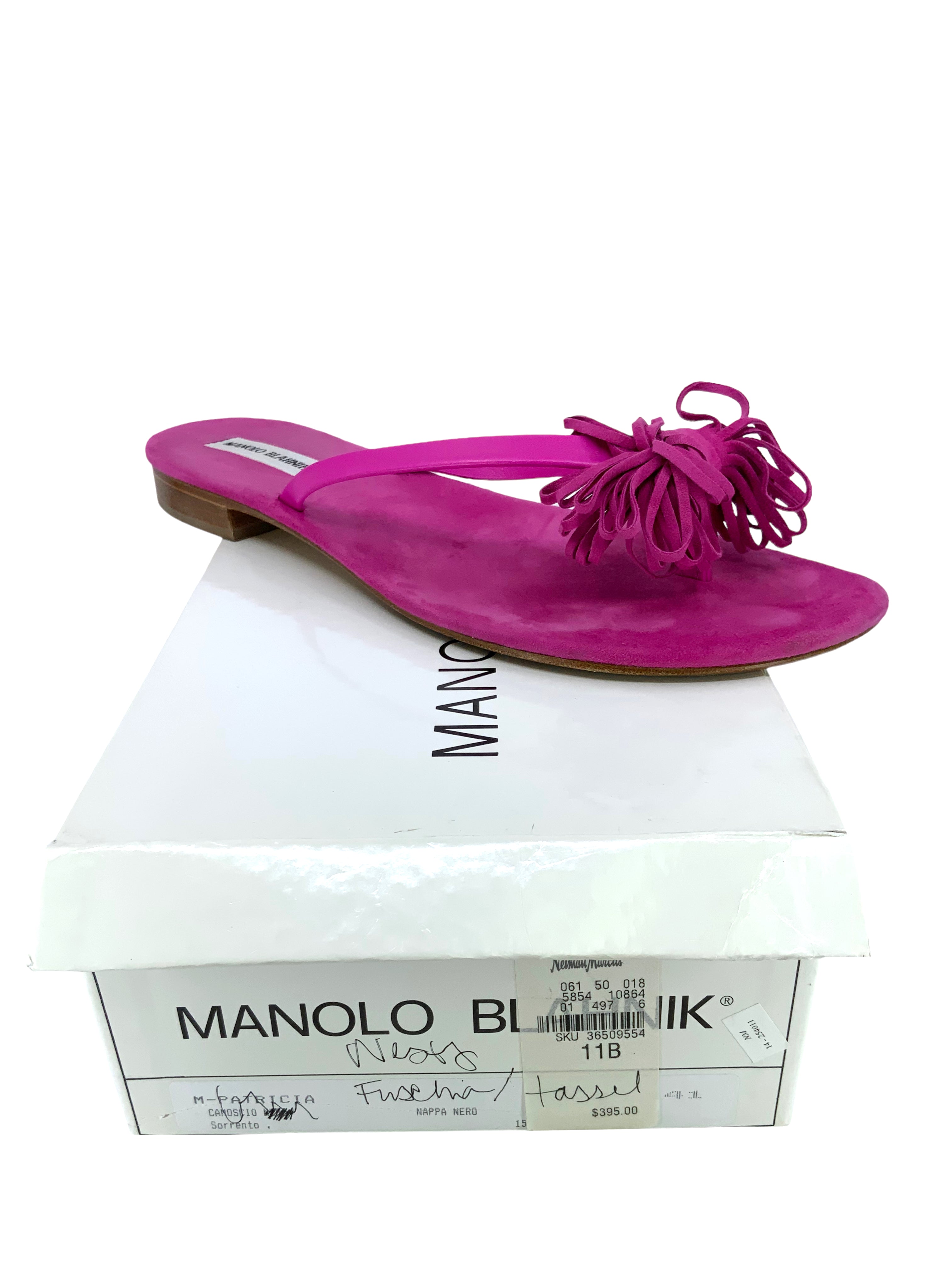 Manolo Blahnik Suede Tassel Thong Sandals for Women - Size 11 | Comfortable Summer Flip Flops for Beach, Pool & Casual Outings