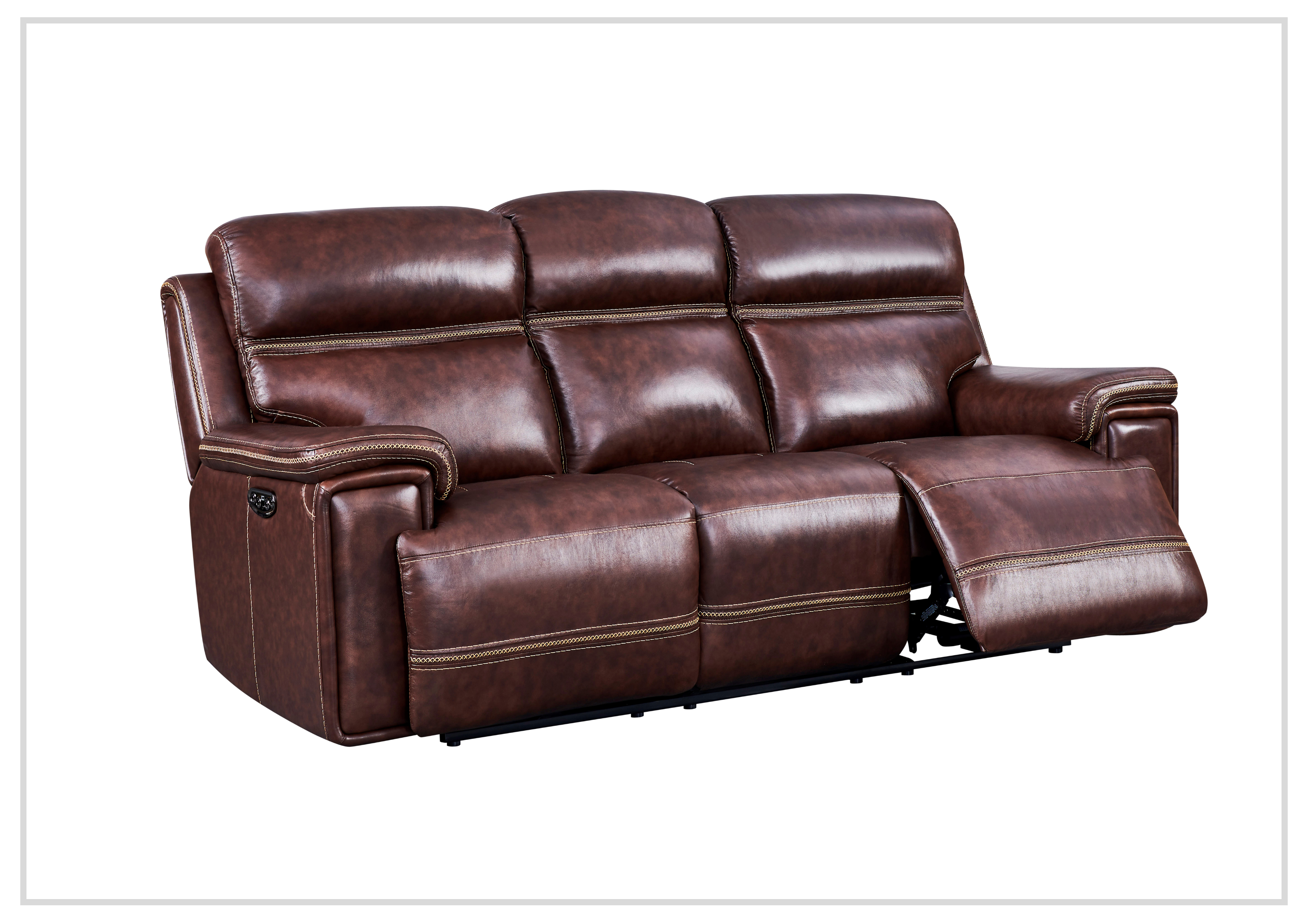 Gio Italia Fabiano Power Reclining Leather 3-Seater Sofa in Brown - Luxurious Comfort for Living Room, Home Theater & Family Gatherings