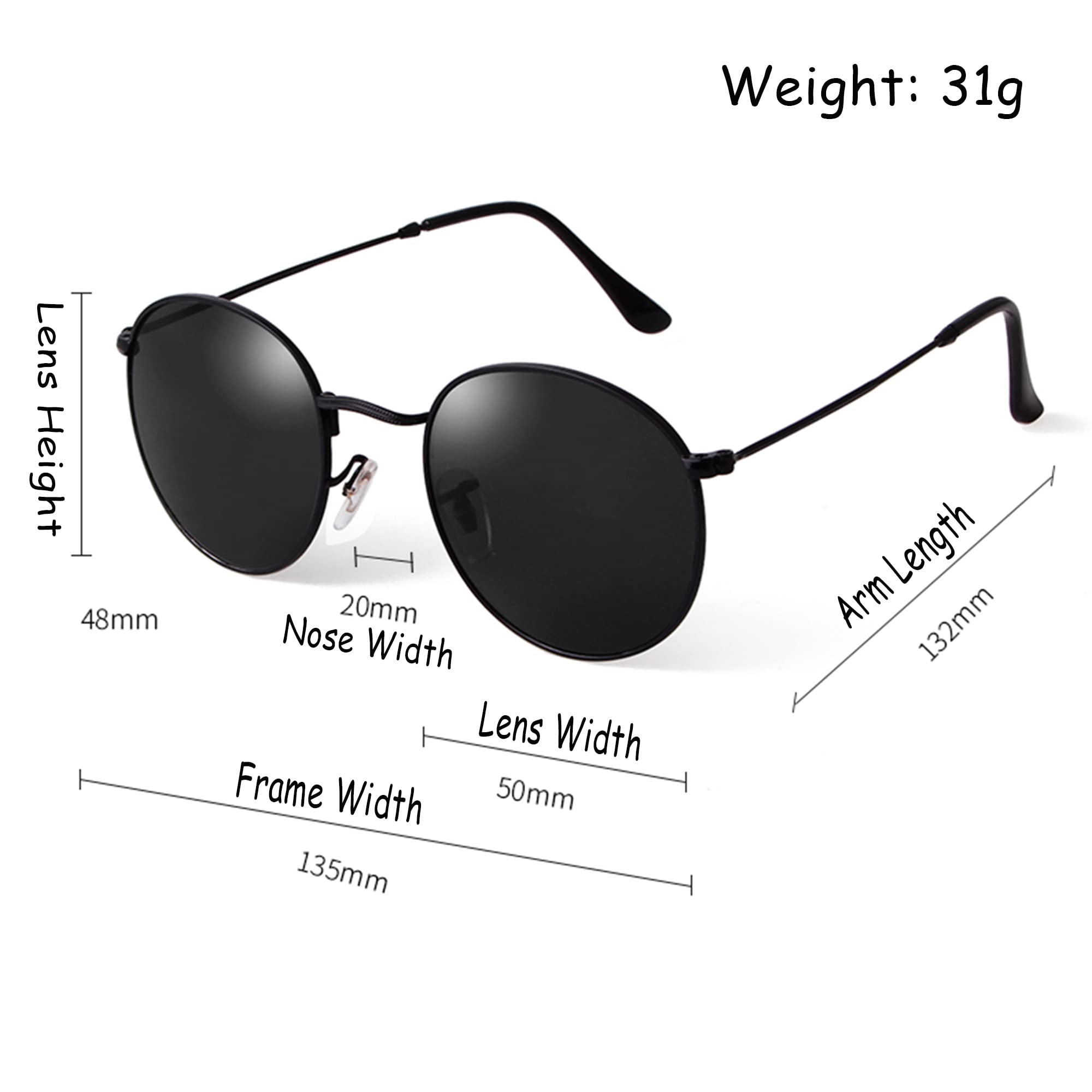 Stylish Round Polarized Sunglasses for Women & Men - UV Protection & Anti-Glare - Perfect for Driving, Beach, and Outdoor Activities