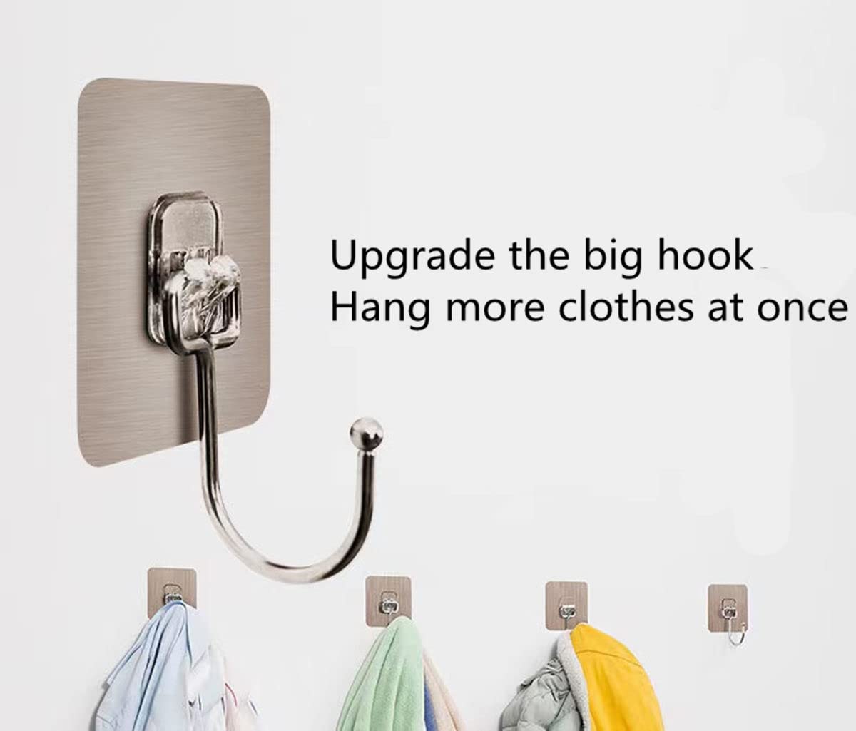 22Ib Heavy Duty Stainless Steel Wall Hooks - Waterproof & Rustproof Adhesive Hooks for Towels, Coats & Home Organization (8 Pack) - Perfect for Kitchen, Bathroom, Home Office & Garage Storage