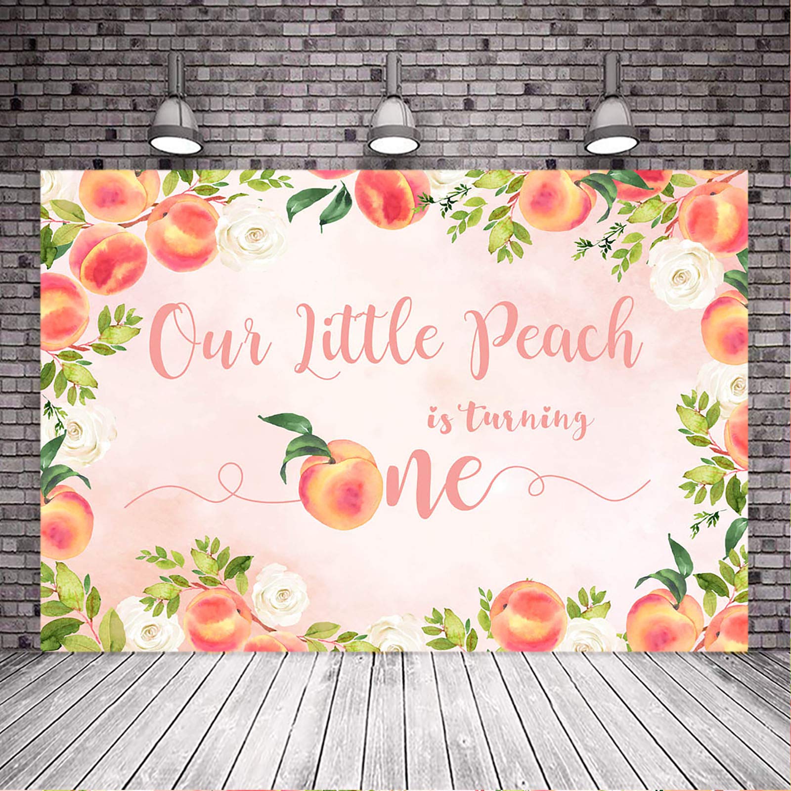 Sweet Little Peach First Birthday Backdrop - 8x6ft Floral Peach Party Background for Girls' 1st Birthday Decorations | Perfect for Birthday Parties, Baby Showers & Photo Booths