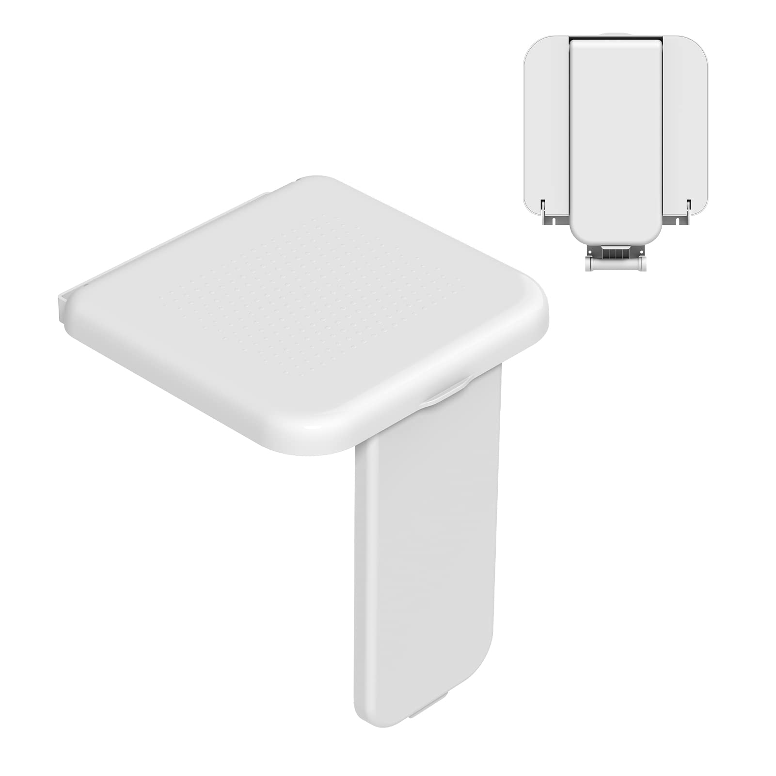 Foldable Wall-Mounted Shower Seat with Legs - Sturdy Folding Shower Stool for Elderly & Disabled Adults - Non-Slip Bathroom Safety Chair for Seniors (Perfect for Small Bathrooms & Assisted Living Showers)