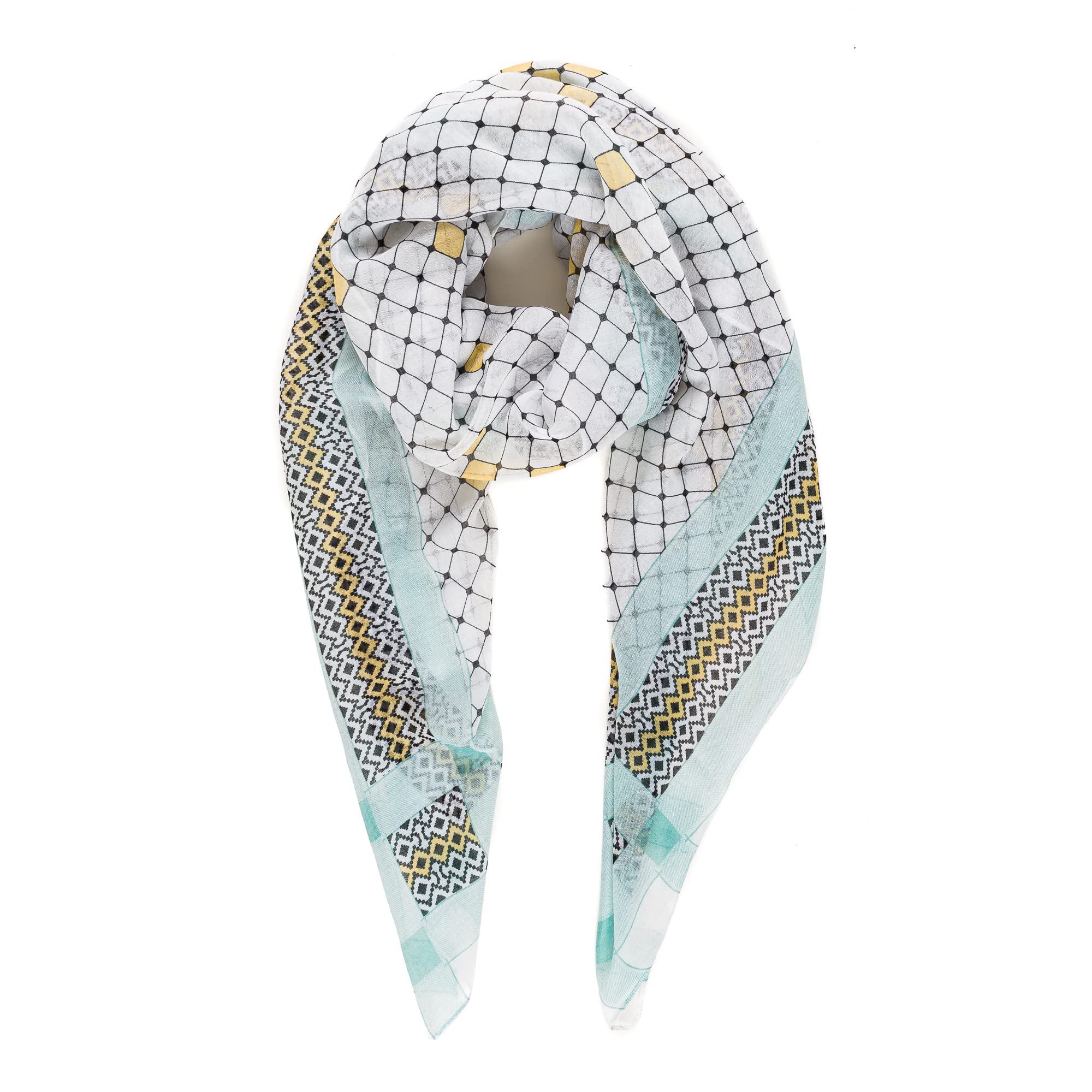 Lightweight Geometric Fashion Scarf for Women - Soft Shawl Wrap for Spring, Fall & Winter - Perfect for Office, Travel & Casual Outfits