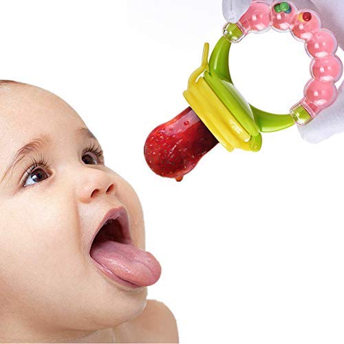 **Shopiieee Silicone Baby Fruit Feeder - Safe Fresh Food Nibbler for Infants & Newborns - Pacifier & Teether for Healthy Snacking - Perfect for Purees, Fruits & Veggies (Multicolor)**    *(Use at home, outdoors, or while traveling for mess-free baby feeding!)*