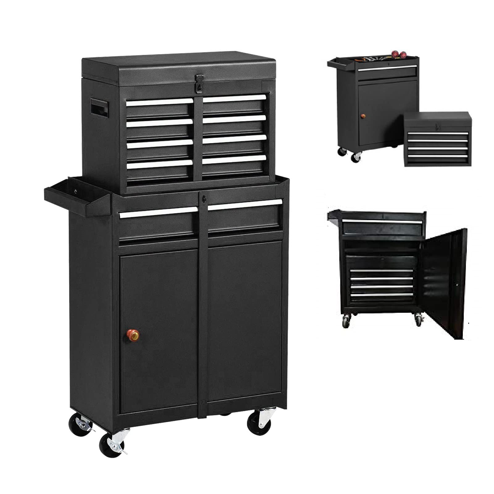 5-Drawer Rolling Tool Chest with Wheels - Heavy Duty Portable Tool Storage Cabinet, High Capacity Tool Organizer with Removable Drawers for Workshop, Garage, Factory & DIY Projects - Perfect for Mechanics, Carpenters & Home Improvement (Black)
