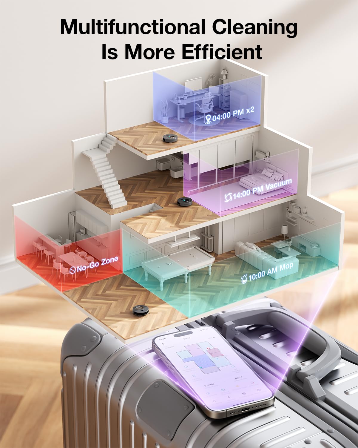 OKP L7 Robot Vacuum and Mop Combo - 6000Pa Strong Suction, LiDAR Navigation & 3D Mapping for Hard Floors & Pet Hair - Smart No-Go Zones, WiFi/App/Alexa Control - Perfect for Daily Cleaning, Pet Owners & Smart Homes