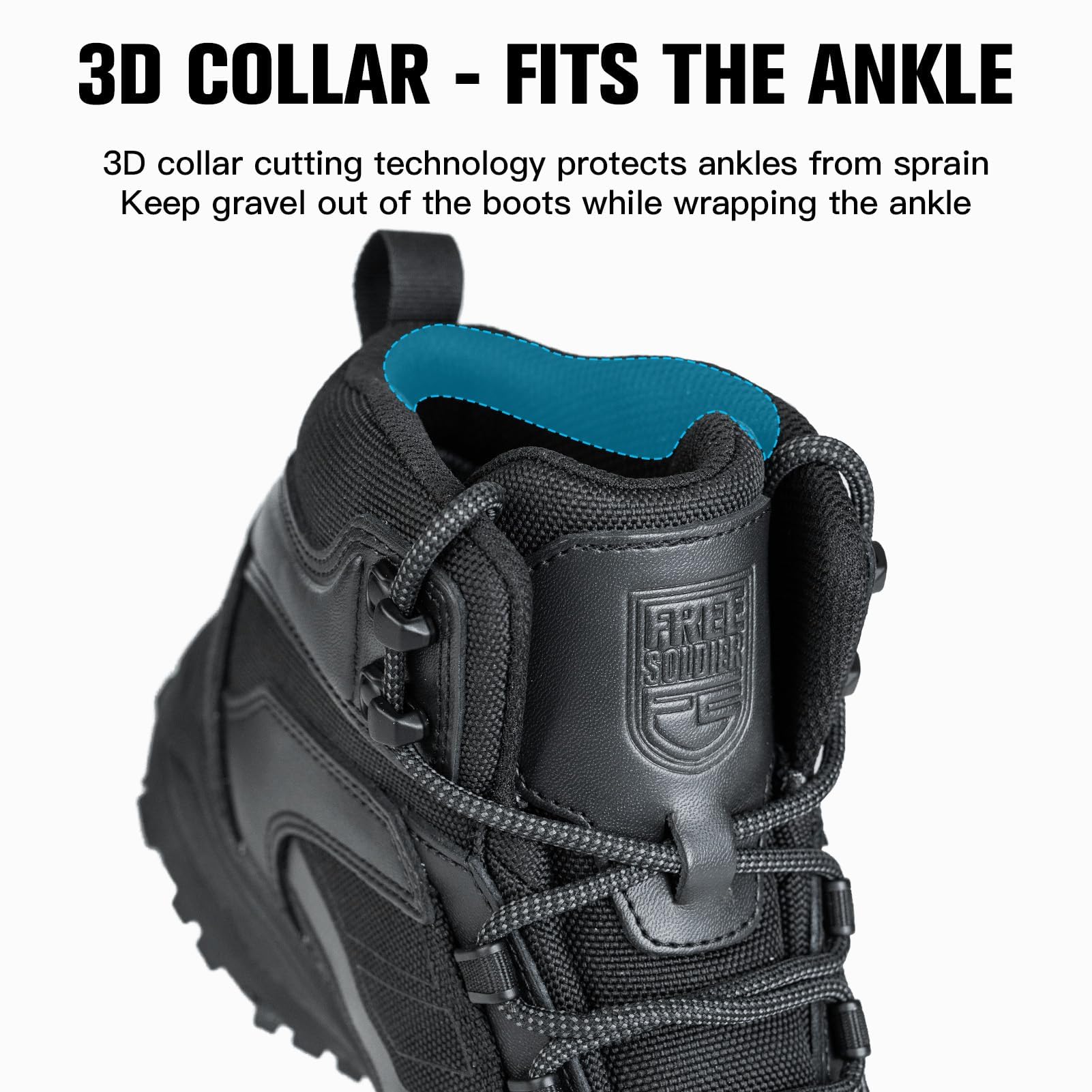 FREE SOLDIER Men's Waterproof Hiking Boots - Lightweight Outdoor Trekking Shoes for Mountain Climbing & Trail Walking (Black) - Perfect for Camping, Backpacking & Winter Adventures