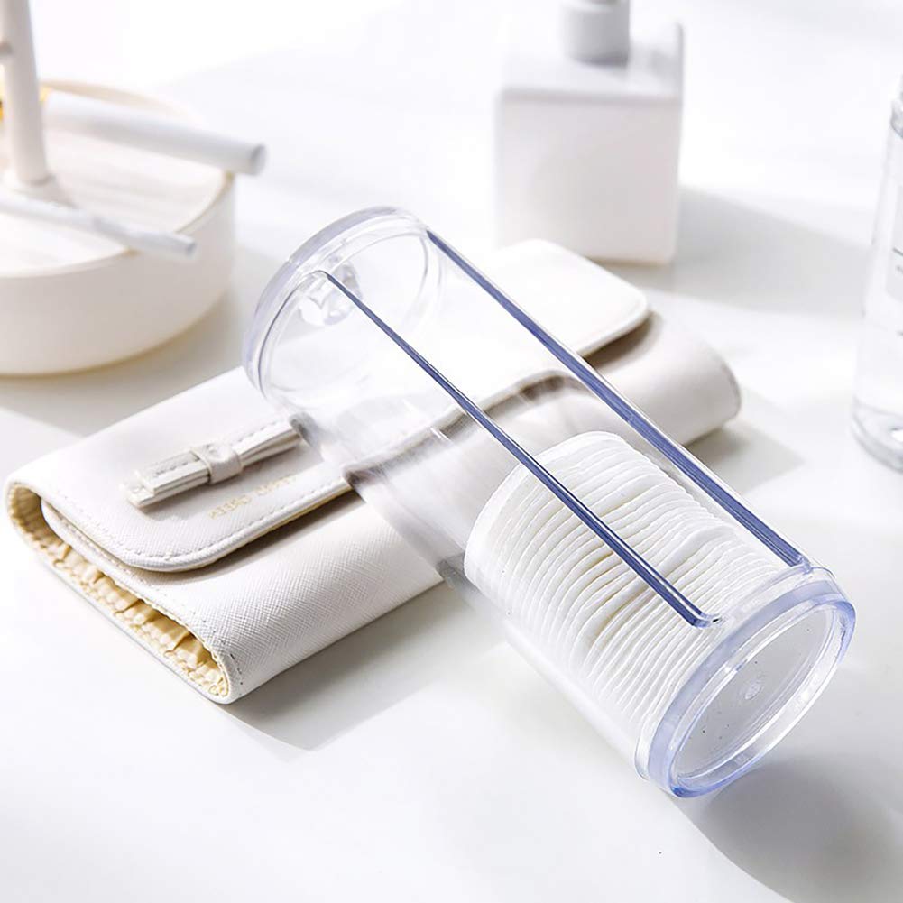 Weimoli Makeup Pads Organizer - Cotton Pad Dispenser & Swab Holder - Round Cosmetic Storage Container for Vanity, Bathroom & Travel - Perfect for Home Makeup Organization