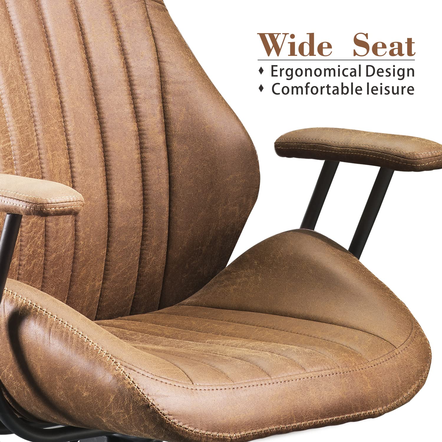 Ergonomic High Back Office Chair - Modern Suede Fabric Computer Desk Chair for Home & Executive Office - Comfortable & Adjustable for Long Hours of Work (Brown) - Perfect for Remote Work, Gaming & Study Sessions