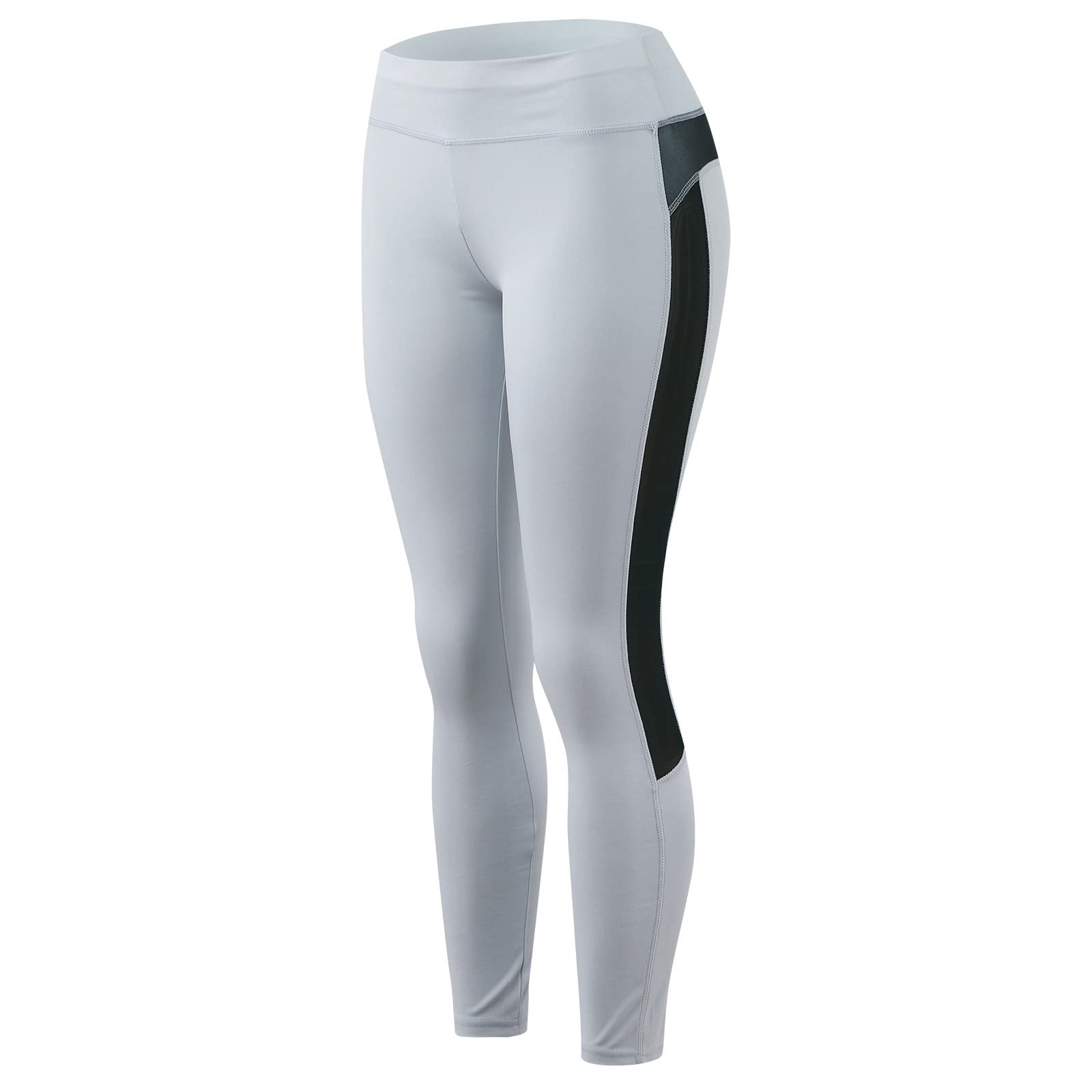 IGETELY Women's High Waist Yoga Pants with Mesh Panels - Tummy Control & Butt Lifting Workout Leggings, Breathable Skinny Tights for Gym, Running & Lounge (Gray)