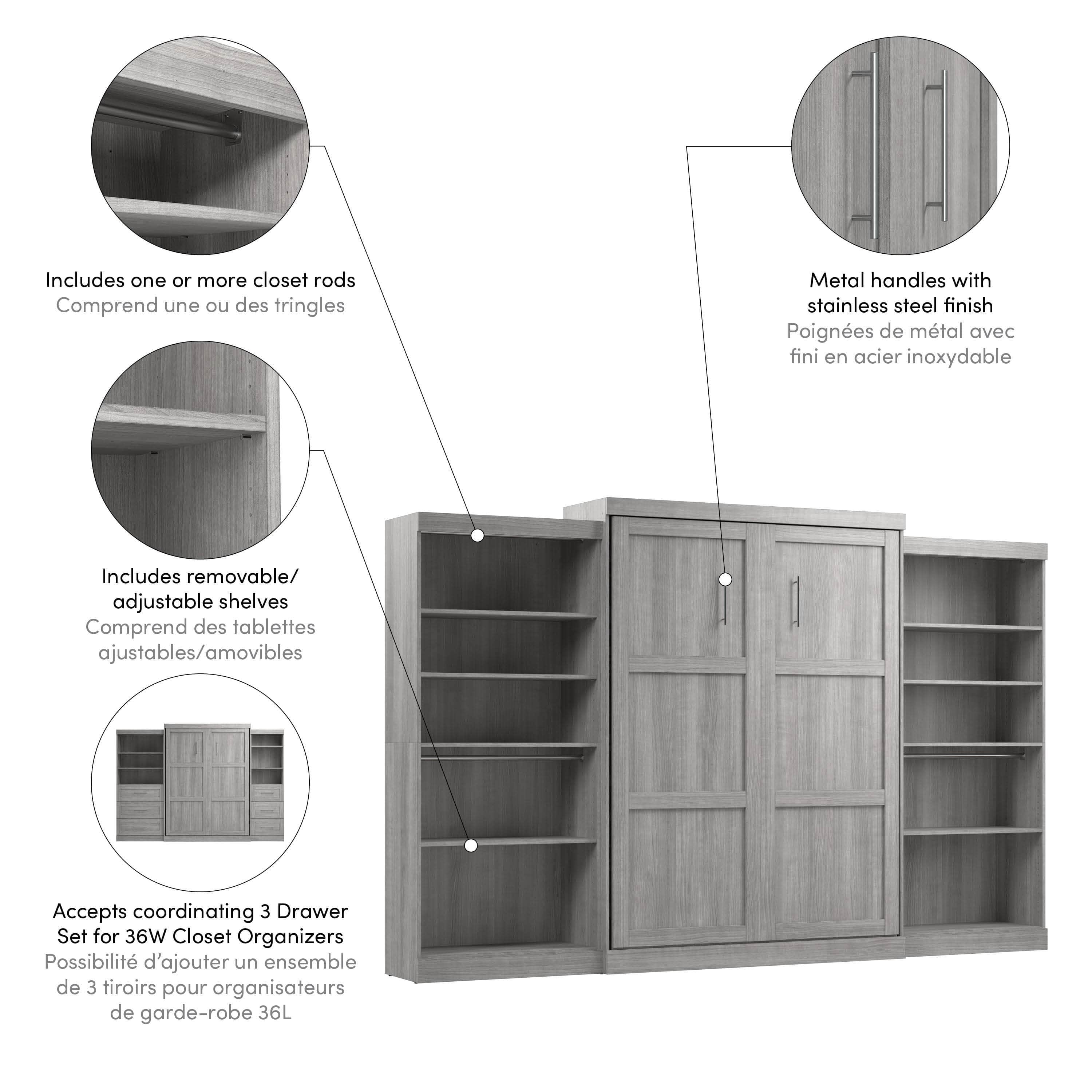Pur Queen Murphy Wall Bed with 2 Storage Units - 136