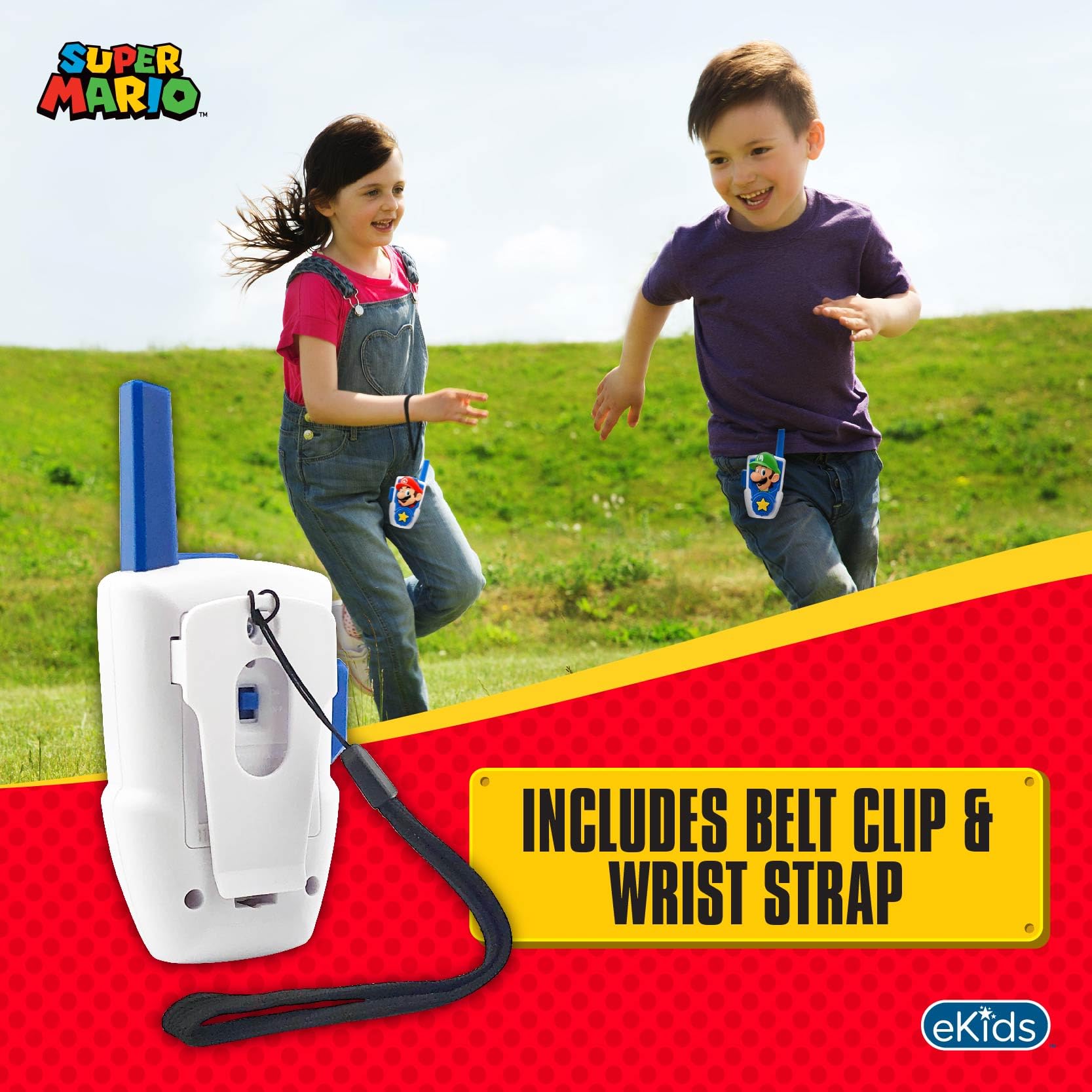Super Mario Bros Walkie Talkies for Kids - Long Range Two Way Radios with Static-Free Communication - Perfect for Indoor & Outdoor Play, Adventures, and Family Fun - Ideal for Ages 3+