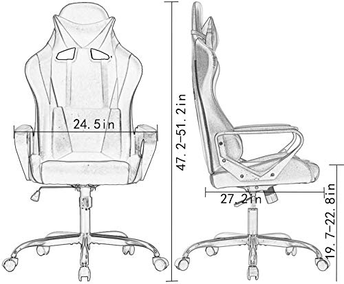 Ergonomic High Back Gaming Chair - Heavy Duty PU Leather Office Computer Chair with Lumbar Support & Headrest - Adjustable Swivel Task Chair for Men & Women - Perfect for Home Office, Gaming Setup & Workstation (Black)