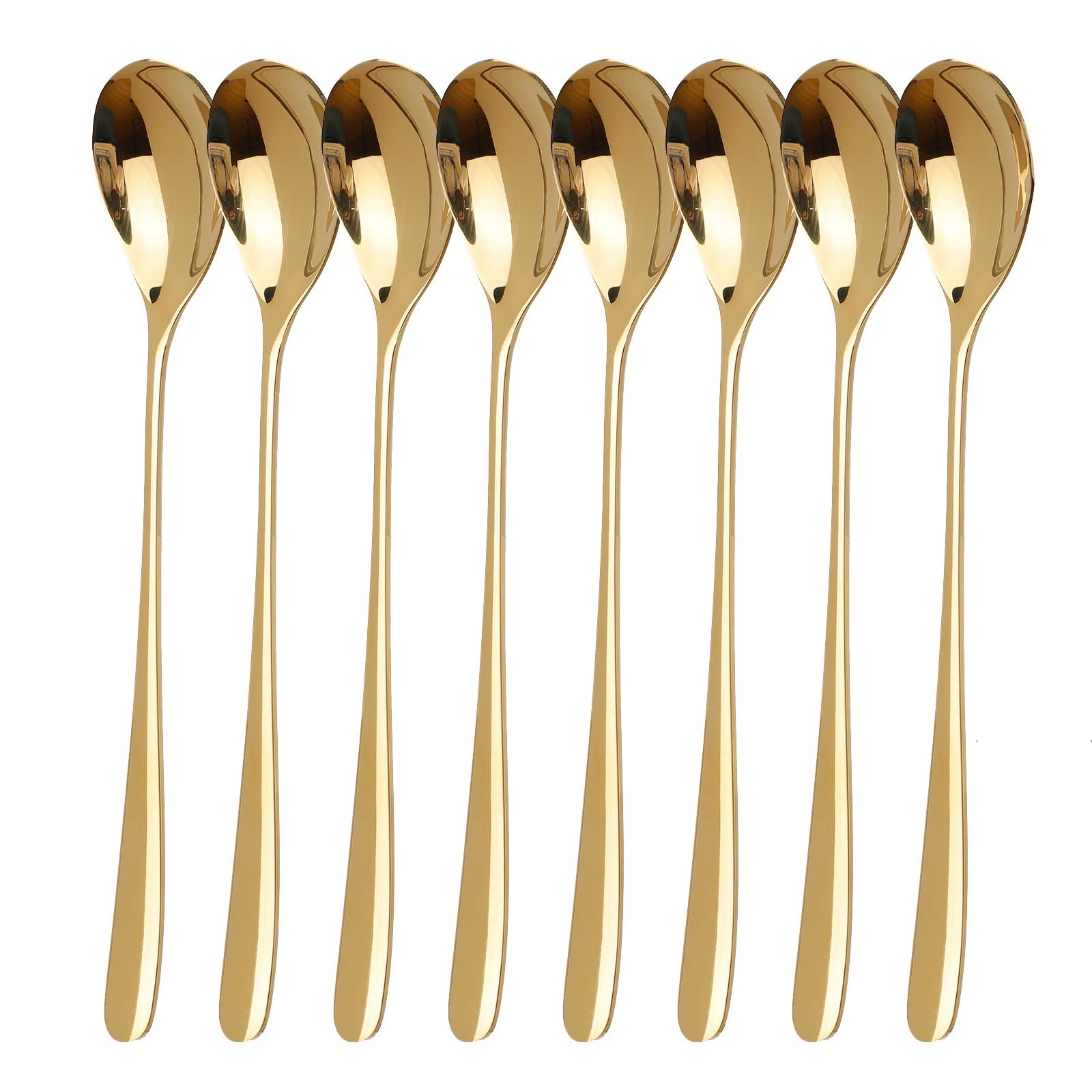 8-Piece Long Handle Mixing Spoon Set for Cold Drinks, Ice Cream & Coffee - Light Blue Kitchen, Dining & Bar Accessories (Perfect for Cocktails, Desserts & Beverage Preparation)