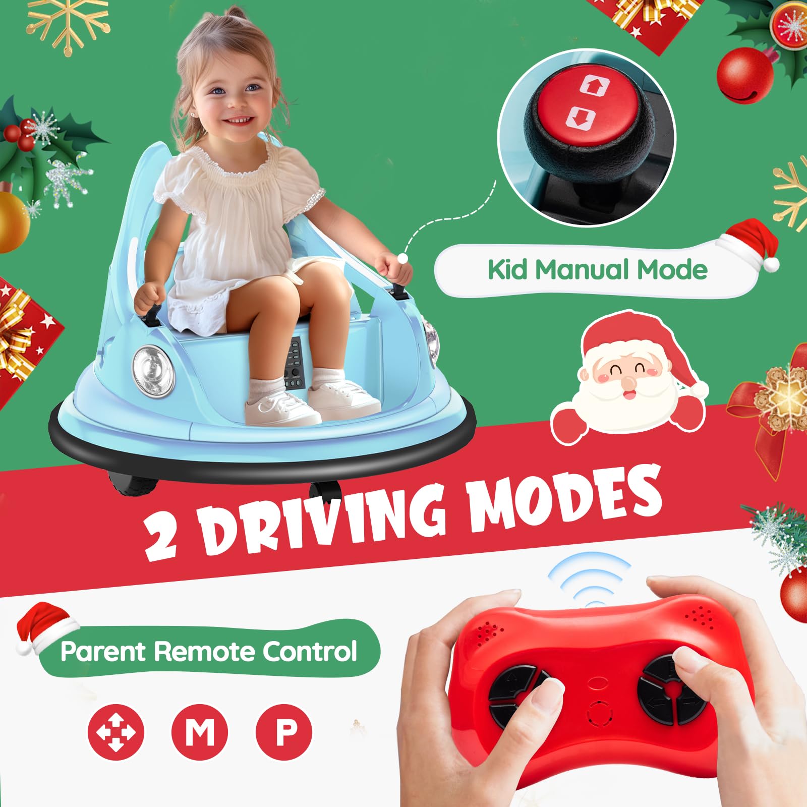12V Electric Ride On Bumper Car for Kids with Parent Remote Control - 360° Spinning, LED Lights & Music, 1.9MPH Max Speed, ASTM Certified - Blue Toddler Toy for Ages 3-5 | Perfect for Indoor Playrooms, Birthday Gifts & Family Fun
