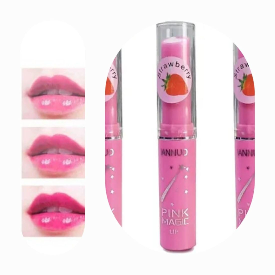 Authentic Asiza Ethnic Pink Magic Strawberry Lip Balm - Hot Pink Tint for Soft, Hydrated Lips - Perfect for Daily Use, Parties & Special Occasions