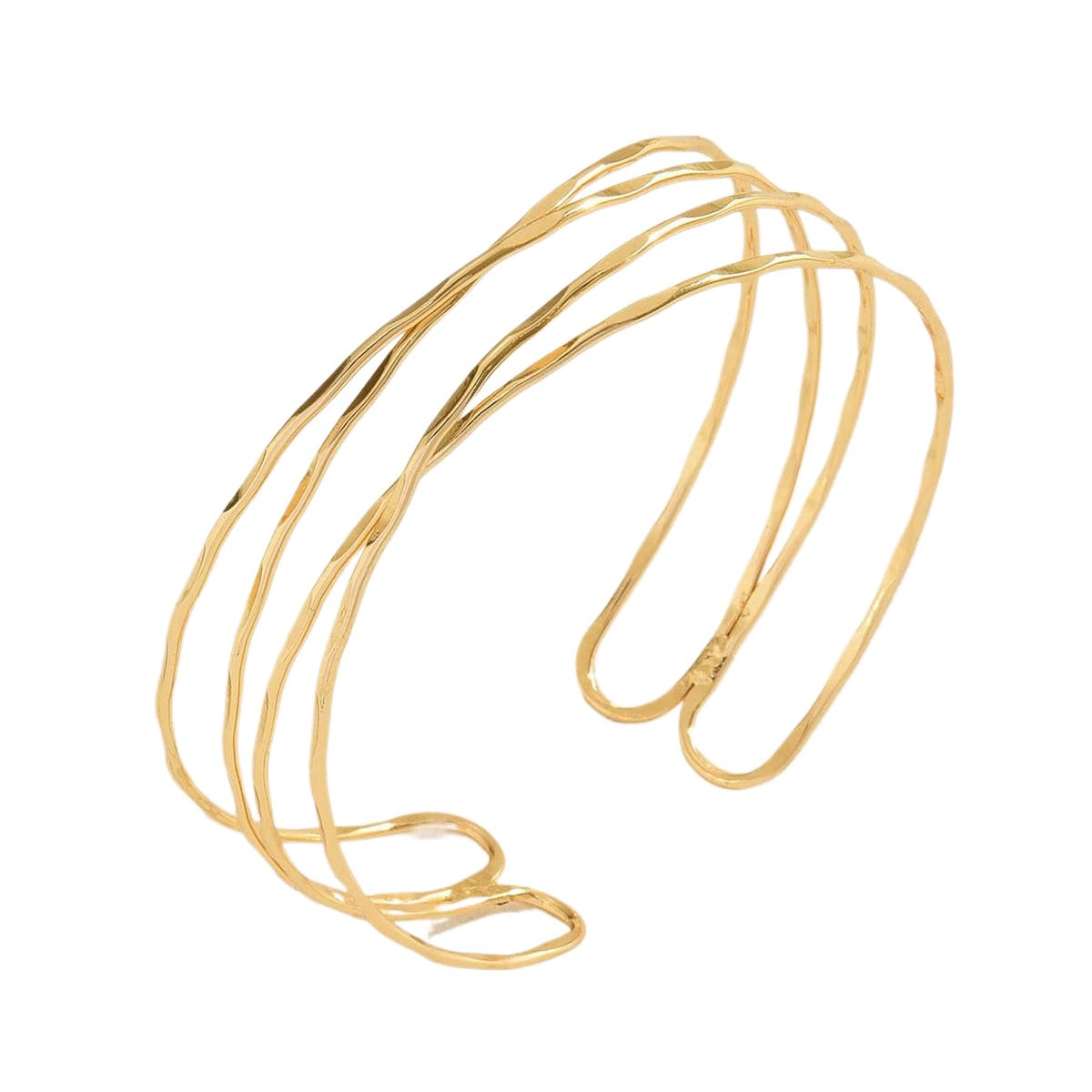 Elegant Adjustable Gold & Silver Plated Arm Cuff Bracelet for Women - Stylish Upper Arm Bangle Jewelry - Perfect for Parties, Weddings and Special Occasions