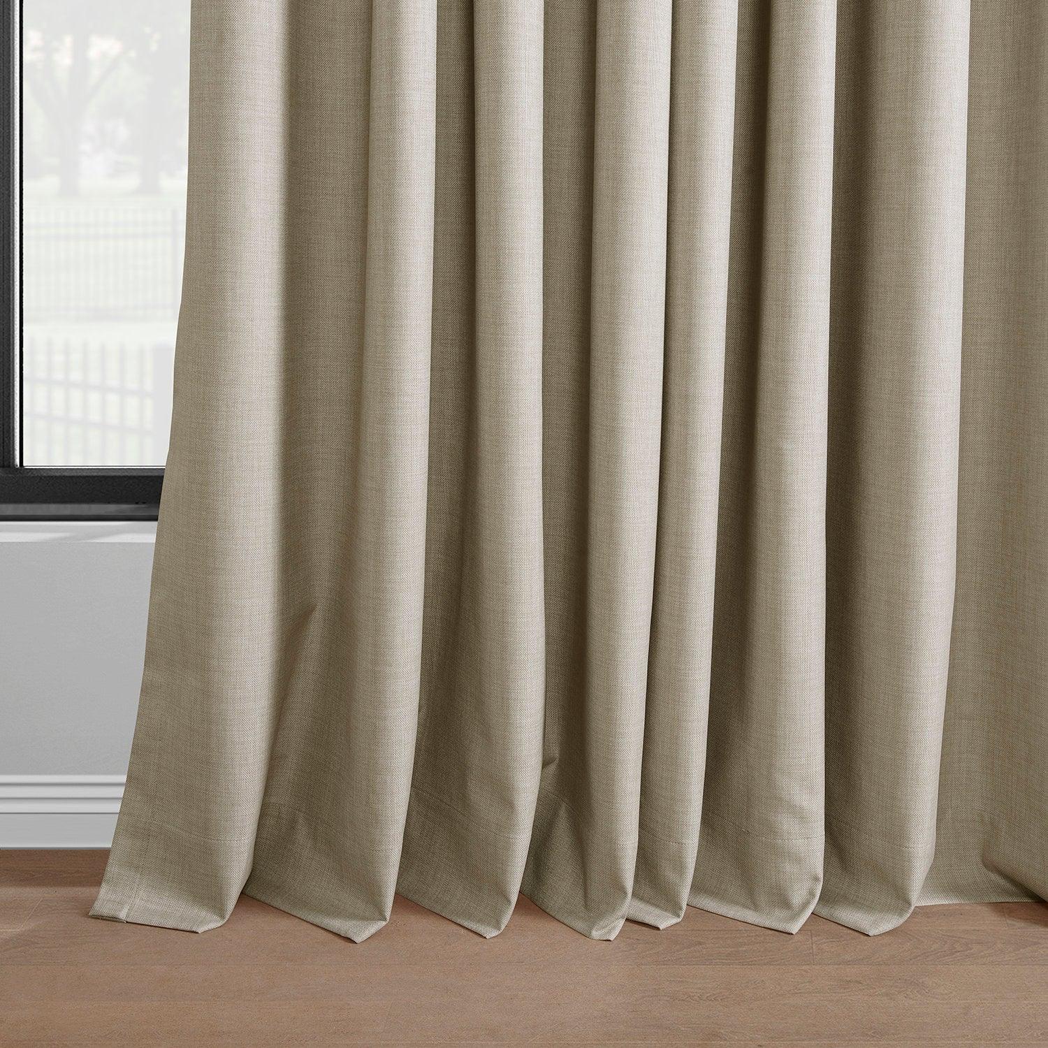 Light Beige Grommet Blackout Curtains - Premium Linen Fabric for Bedroom & Hotel Use - Noise Reducing & Thermal Insulating Window Treatments for Home Decor