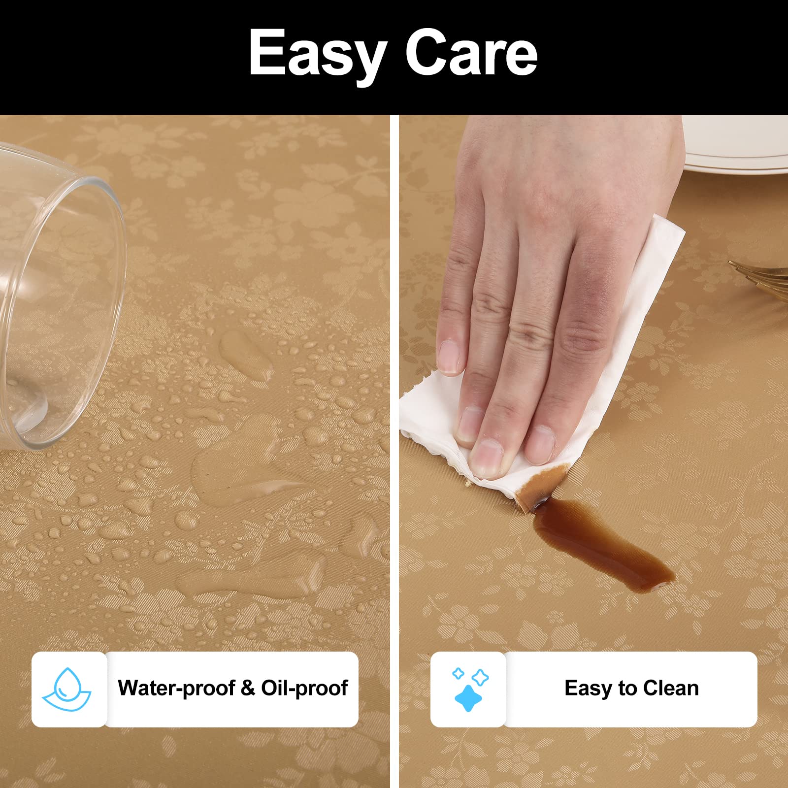 Smiry Heavy Duty Waterproof Vinyl Tablecloth, Wipeable Washable Rectangle Table Cover for Kitchen and Dining Room, Durable Brown 60