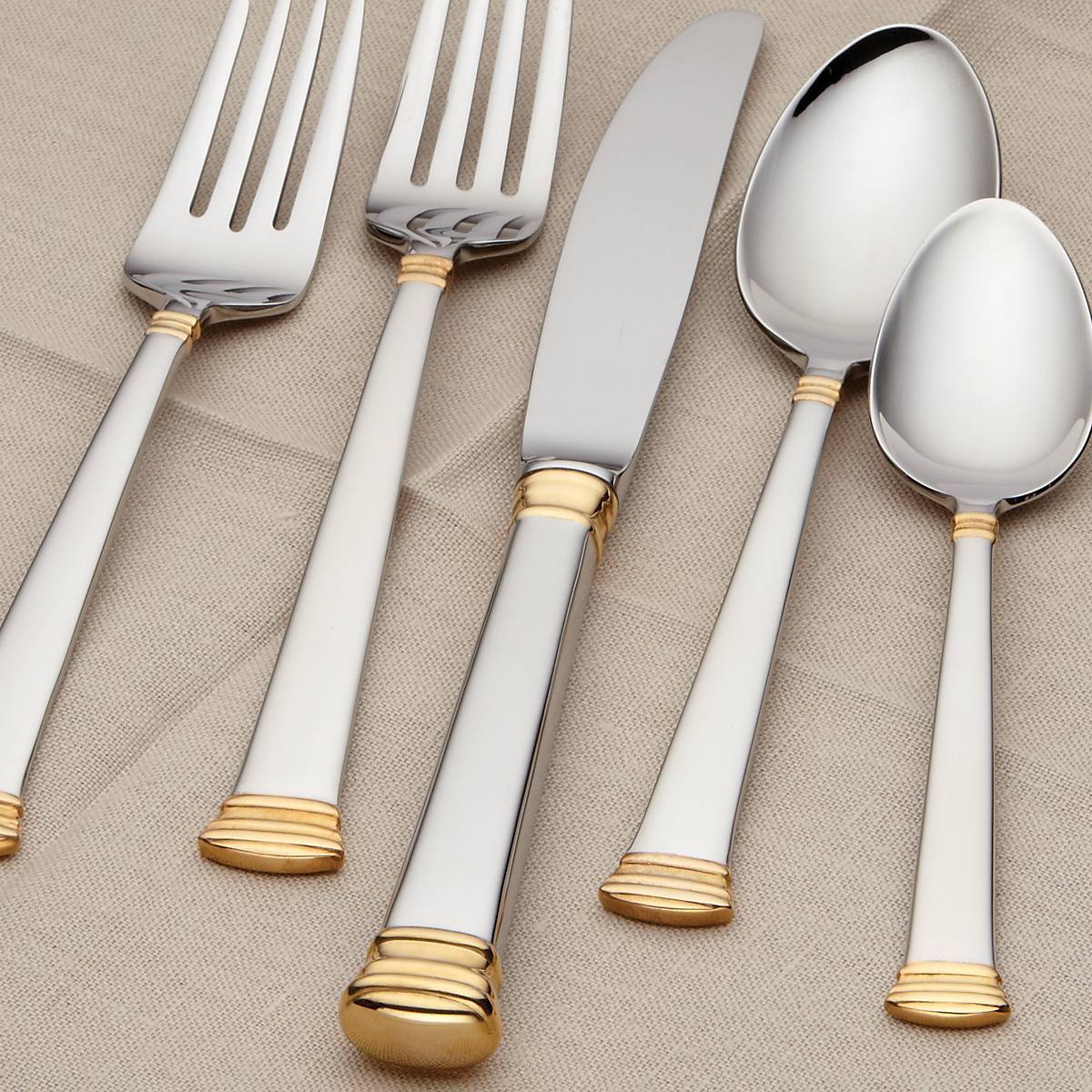 Eternal Gold 5-Piece Place Setting - Premium Stainless Steel Flatware Set for Dining, Wedding & Gift - Perfect for Formal Dinner Parties, Holiday Gatherings & Special Occasions