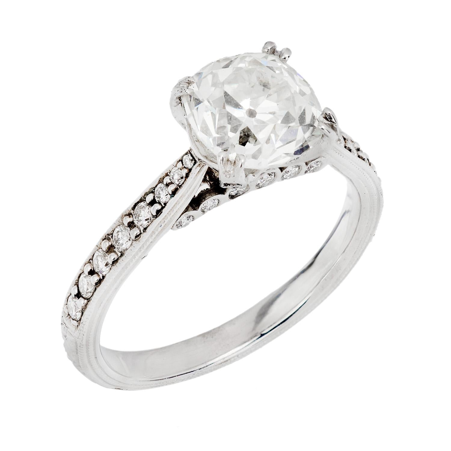 Platinum Diamond Engagement Ring 2.05ct GIA Certified - Vintage Style Solitaire Wedding Band for Women, Perfect for Proposals, Anniversaries & Special Occasions