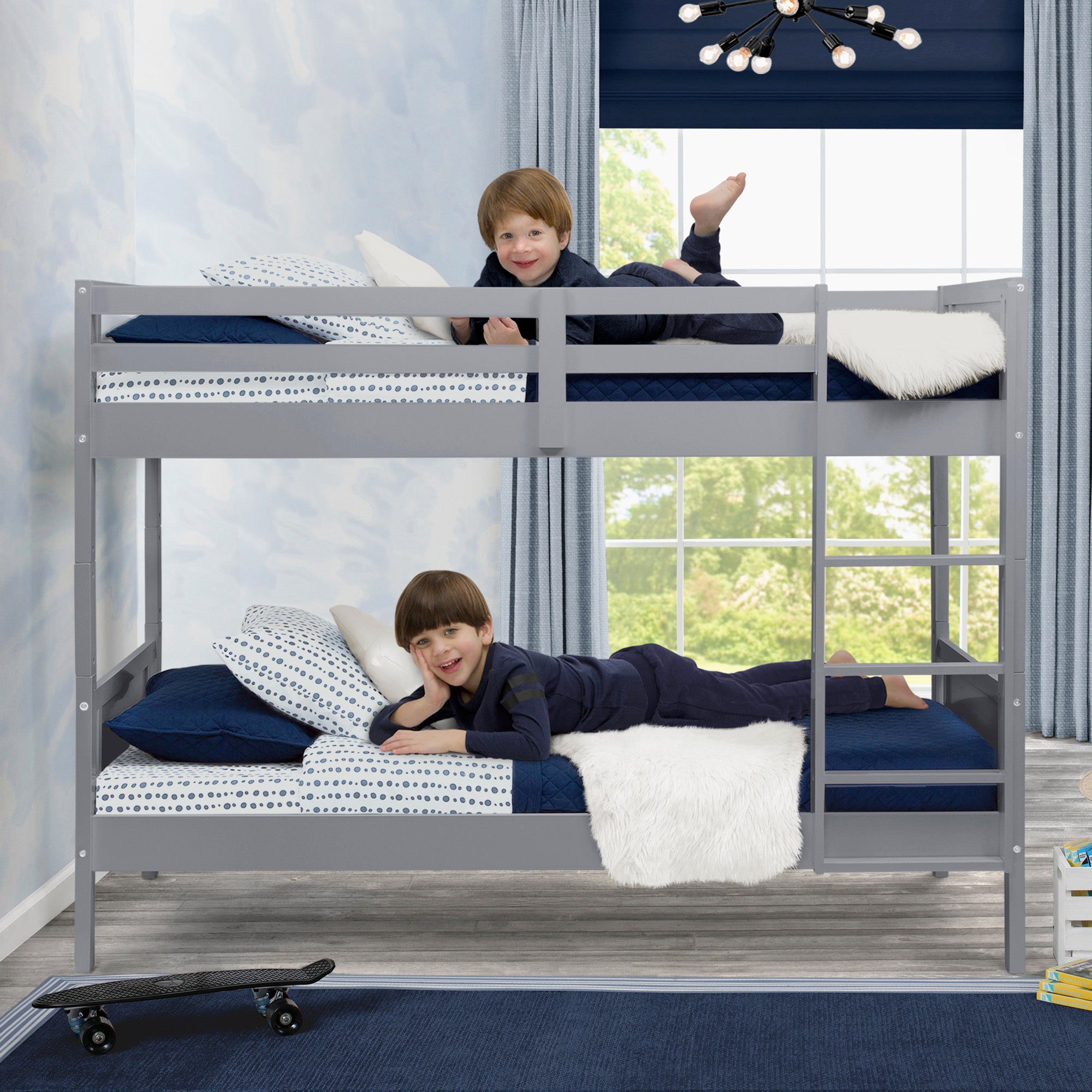 Convertible Twin Bunk Bed with Ladder & Safety Guardrails - Space Saving Kids Bedroom Furniture for Small Rooms & Shared Bedrooms