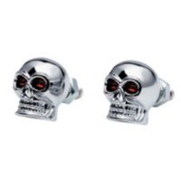 Chrome Skull License Frame Bolts for Motorcycle & Pilot Helmets - Durable Metal Decorative Accent for Bikers & Aviators - Perfect for Customizing Helmets, Bikes & Accessories
