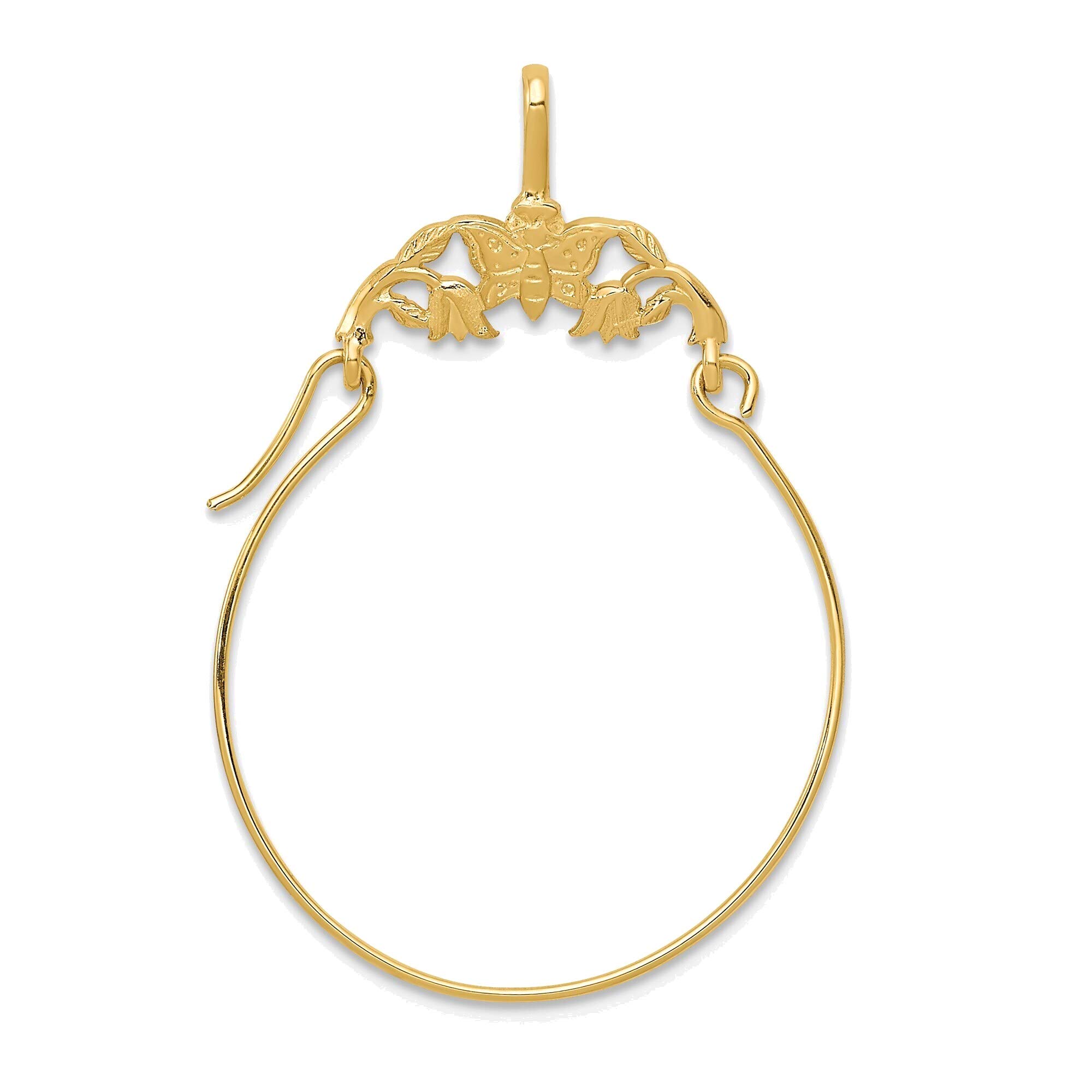 14K Yellow Gold Polished Butterfly Charm Holder - Elegant Jewelry for Necklaces & Bracelets - Perfect for Gifts, Anniversaries, and Special Occasions
