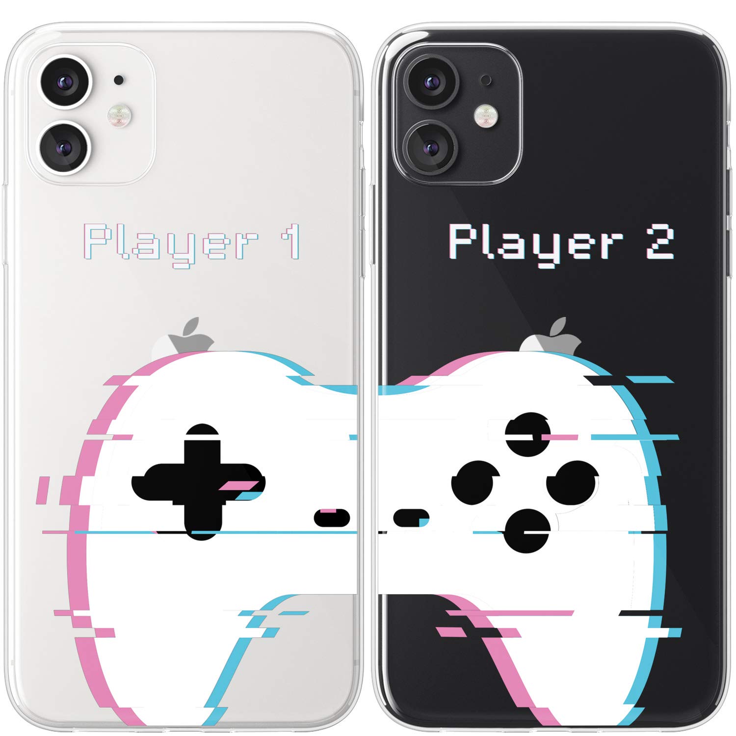 **iPhone 15 Pro Max 14 Plus 13 12 Mini 11 SE XS XR 8 7 Matching Silicone Cases - Cute Funny Geek Couple Protective Cover for Boyfriend & Best Friend - Perfect for Gaming, Travel & Everyday Use**