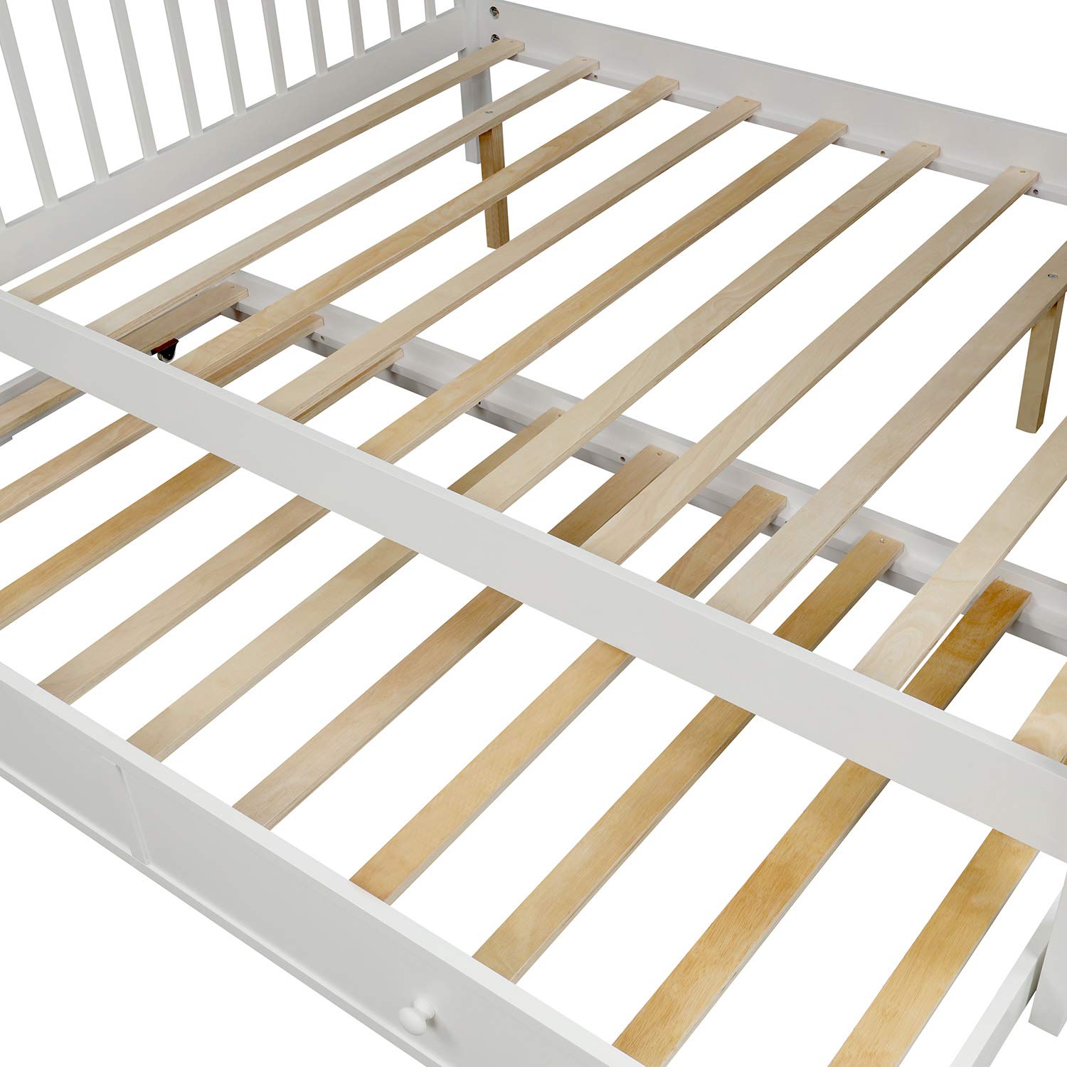 **Twin Over Full Bunk Bed with Trundle & Storage - Wooden Bunk Bed Frame with Guardrails & Stairs for Kids, Teens, Adults - Space-Saving Bedroom Furniture for Small Rooms, Guest Rooms, or Vacation Homes (White)**