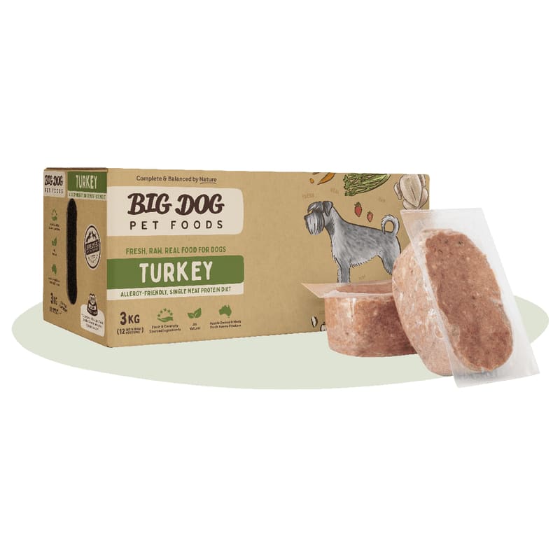 Premium Frozen Raw Turkey BARF Dog Food - 3kg Natural Grain-Free Meal for Large Breeds | Perfect for Raw Feeding, Allergies & Sensitive Stomachs | High Protein Diet for Active Dogs