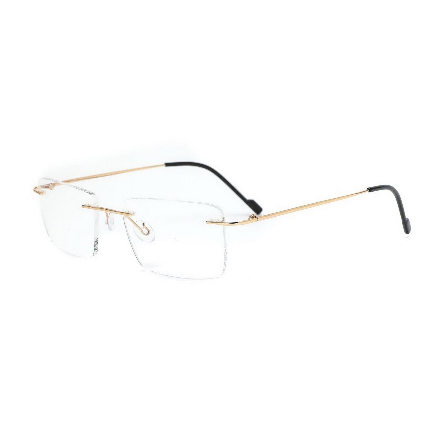 Stylish Rectangle Rimless Glasses for Men & Women - Lightweight Frameless Eyewear with Clear Lenses for Office, Reading & Everyday Use