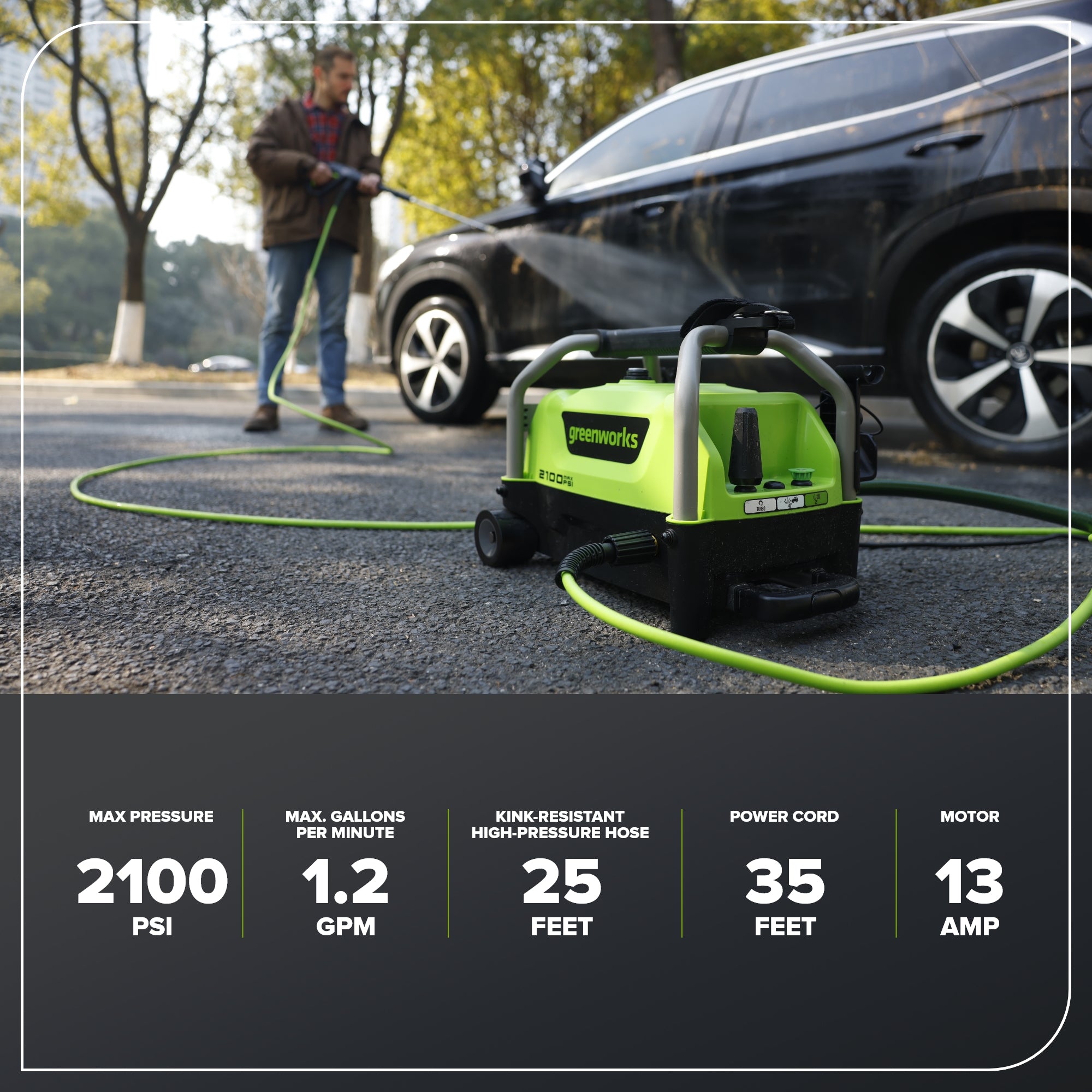2100 PSI 1.2 GPM Electric Pressure Washer - Portable Cold Water Power Cleaner for Home, Driveway, Deck, Patio & Car Washing