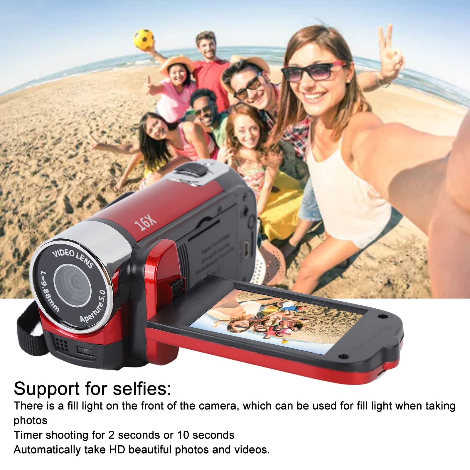 1080P HD 16MP Digital Video Camera with 16x Zoom, 2.7