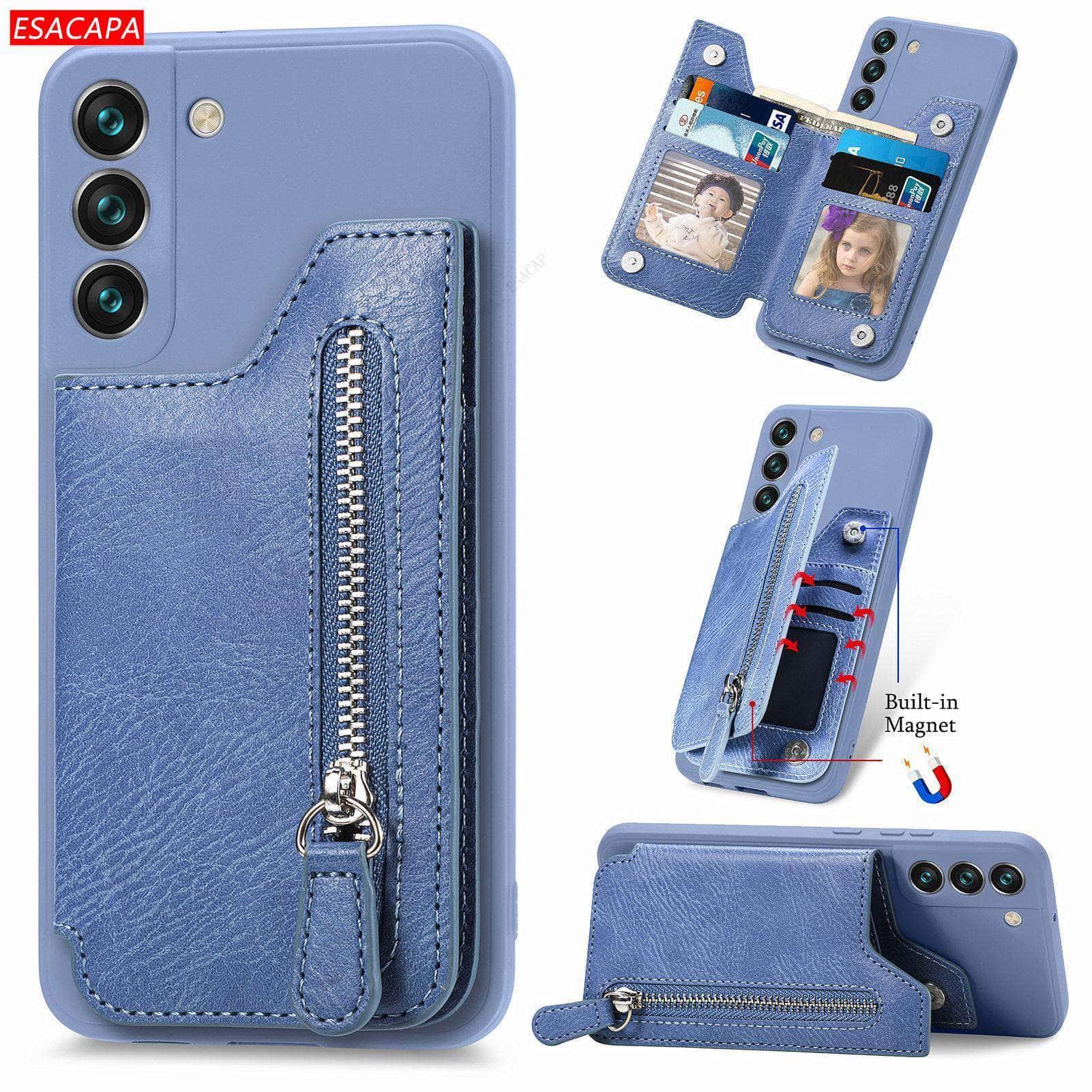 Samsung Galaxy A54 5G Phone Case - Vegan Leather Wallet Cover with Card Slots & Zipper Closure | Perfect for Business Professionals & Travelers