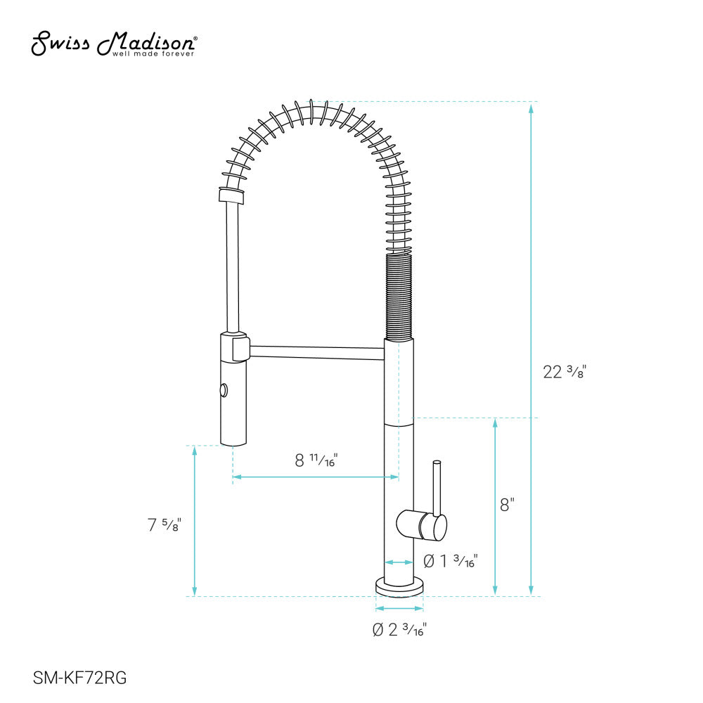 Rose Gold Single Handle Pull Down Kitchen Faucet - Modern Chalet Design for Sink, Dishwashing & Cooking | High Arc Spout with Spray Function