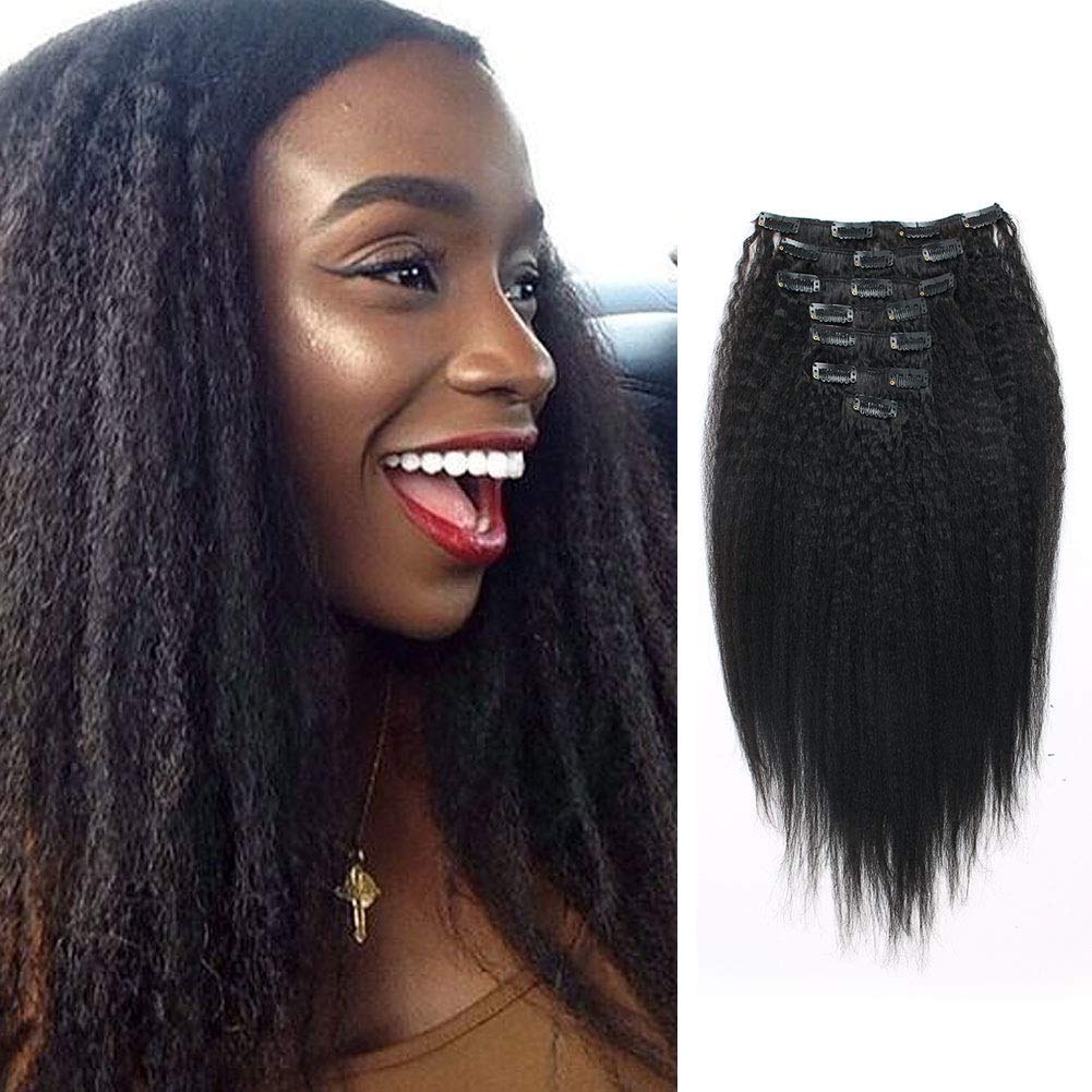Brazilian Virgin Hair Clip-In Extensions 20 Inch - 7pcs 120g Thick Double Weft Remy Human Hair for Black Women | Straight Hair Weave for Daily Styling & Special Occasions