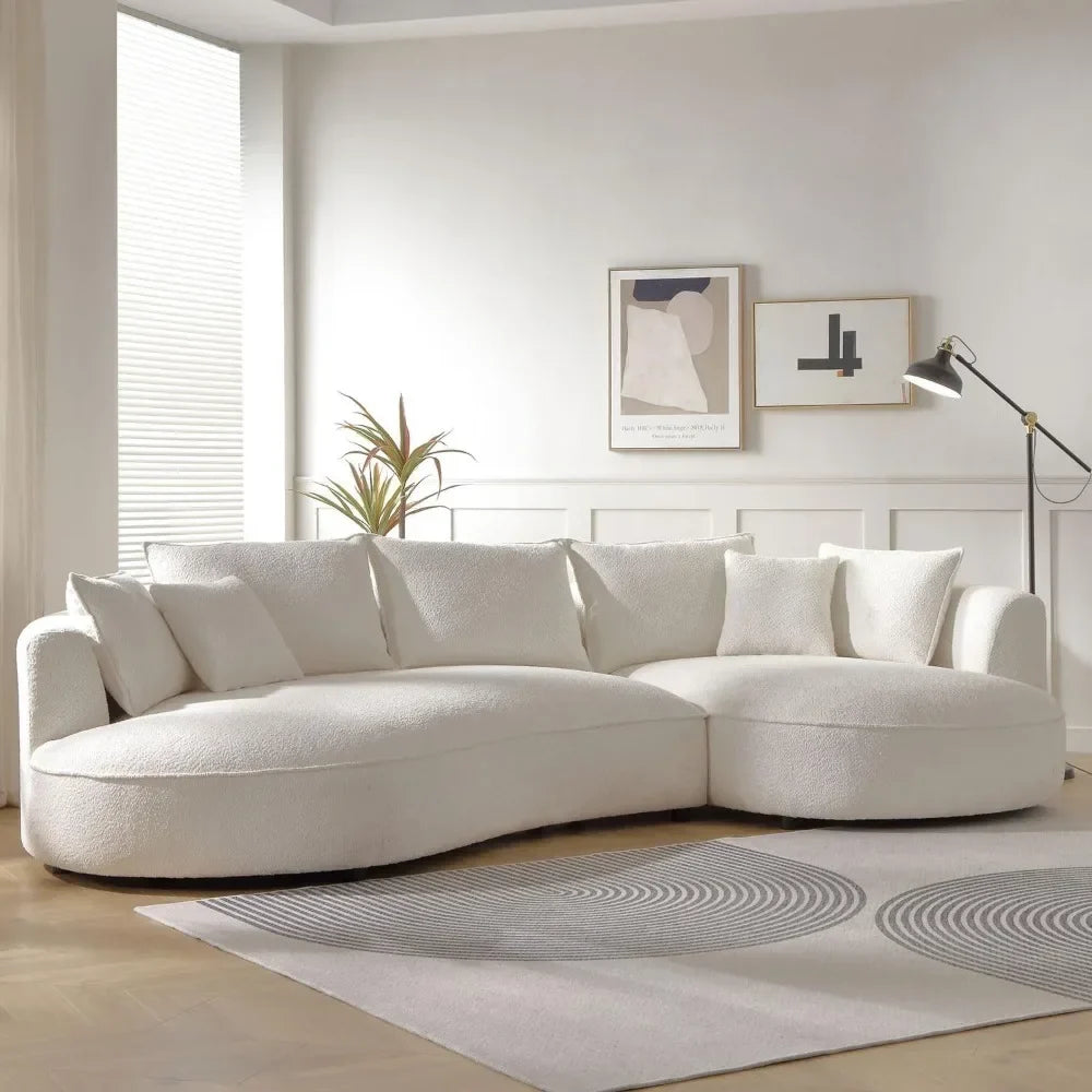 Luxury Curved Sectional Boucle Sofa Couch – Modern Upholstered Living Room Furniture for Comfortable Lounging & Stylish Home Decor | Perfect for Family Gatherings, Movie Nights & Contemporary Living Spaces