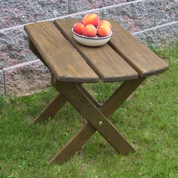 Pressure Treated Pine Folding Oval End Table - Outdoor Patio Furniture for Deck, Garden & Poolside Use