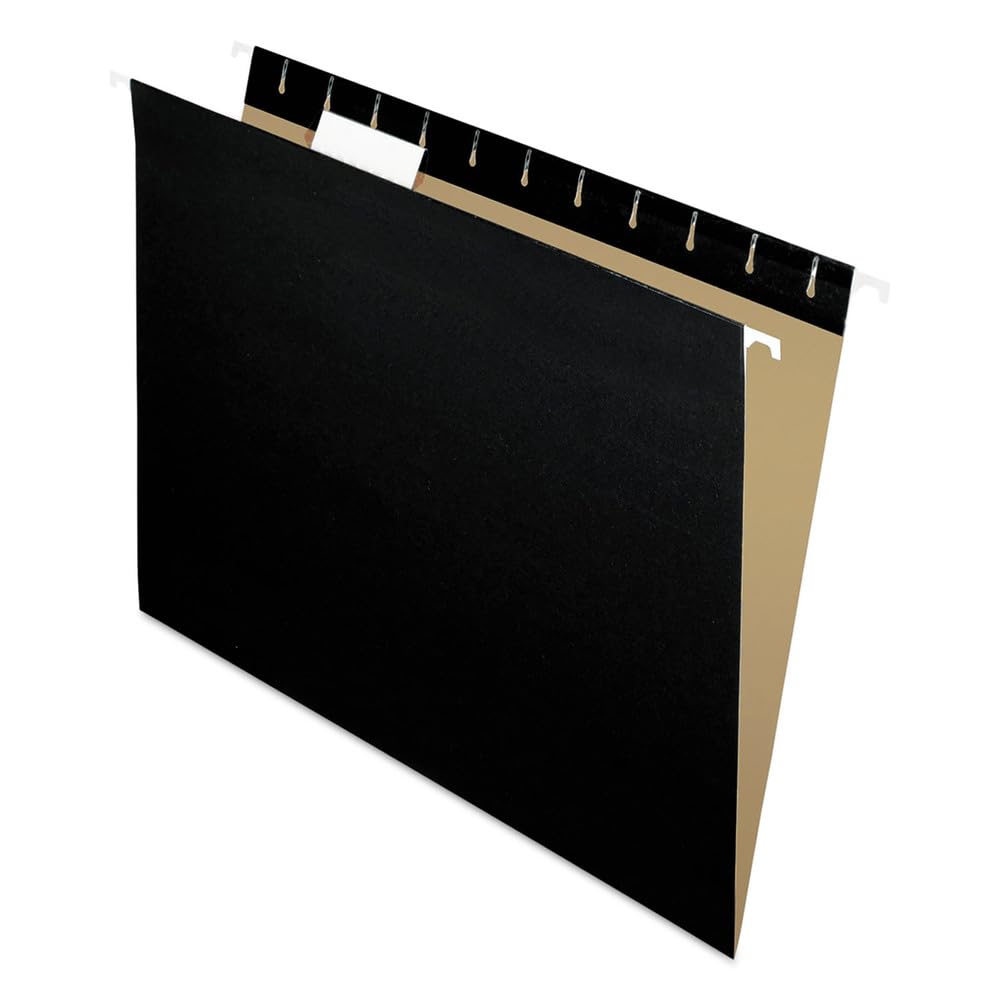 Color Hanging File Folders with 1/5 Tab - Letter Size, Black (25-Pack/Box) - Perfect for Office Organization, Filing Cabinets & Document Storage