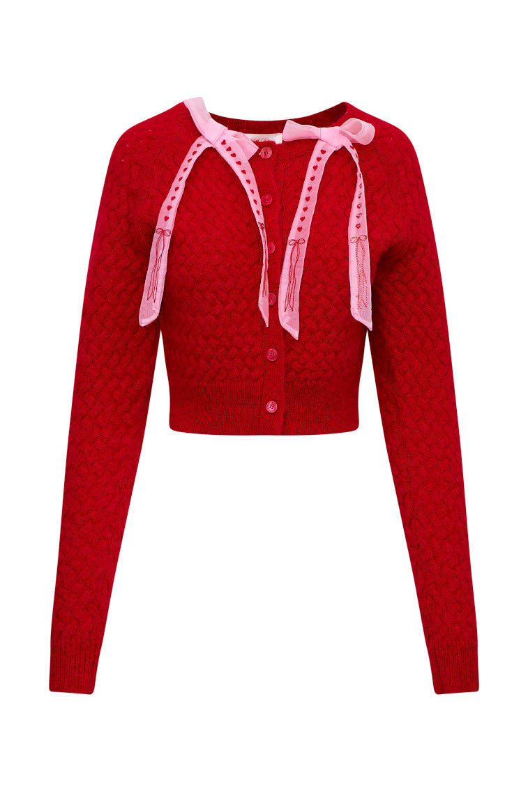 Elegant Cupid Bow Cardigan for Women - Soft Knit Open Front Sweater - Perfect for Valentine's Day, Date Nights & Romantic Outfits