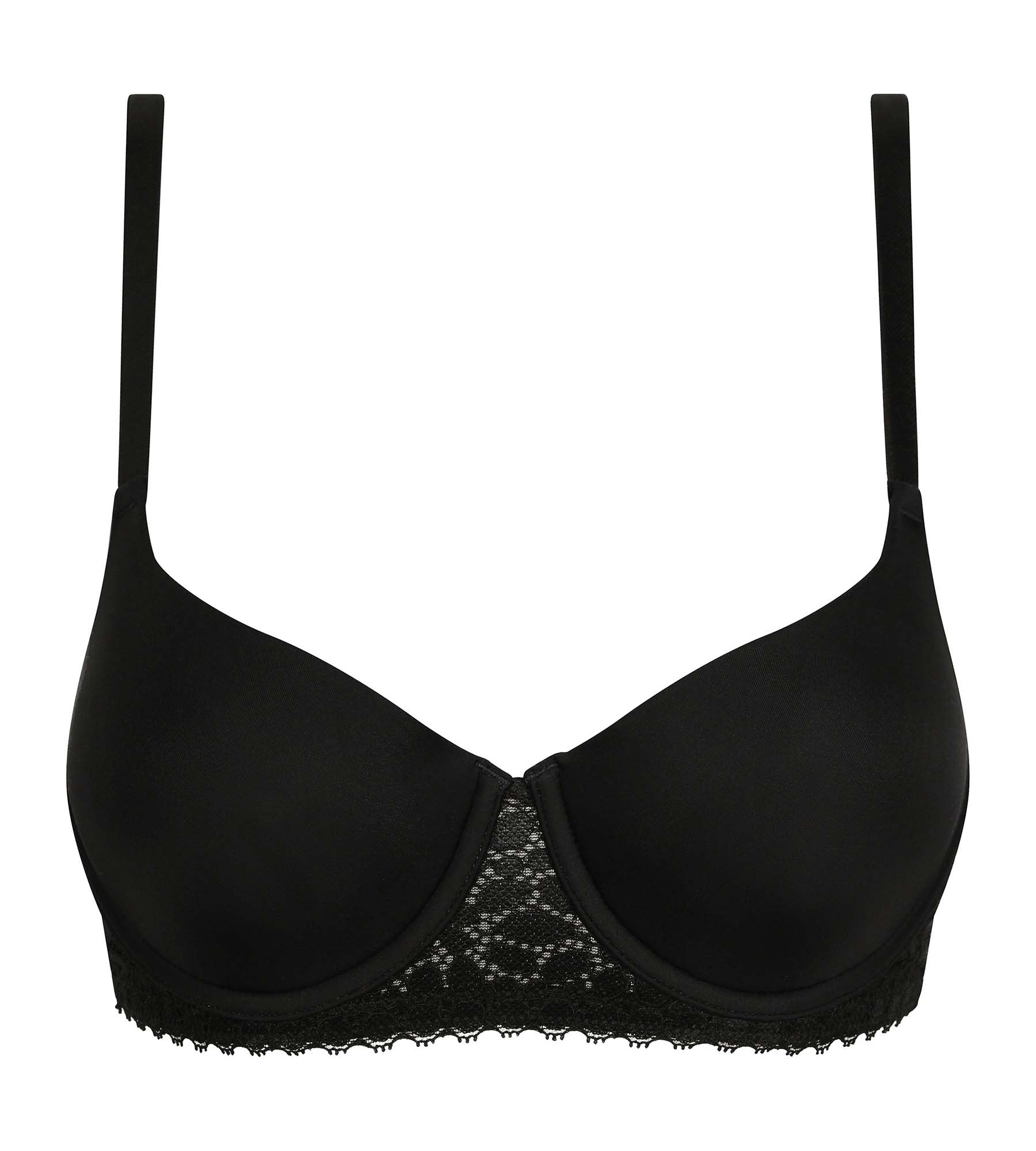 Wire-Free Microfiber Lace Underwire Bra - Black Daily Wear for Comfort & Support | Perfect for Work, Lounge & Everyday Use
