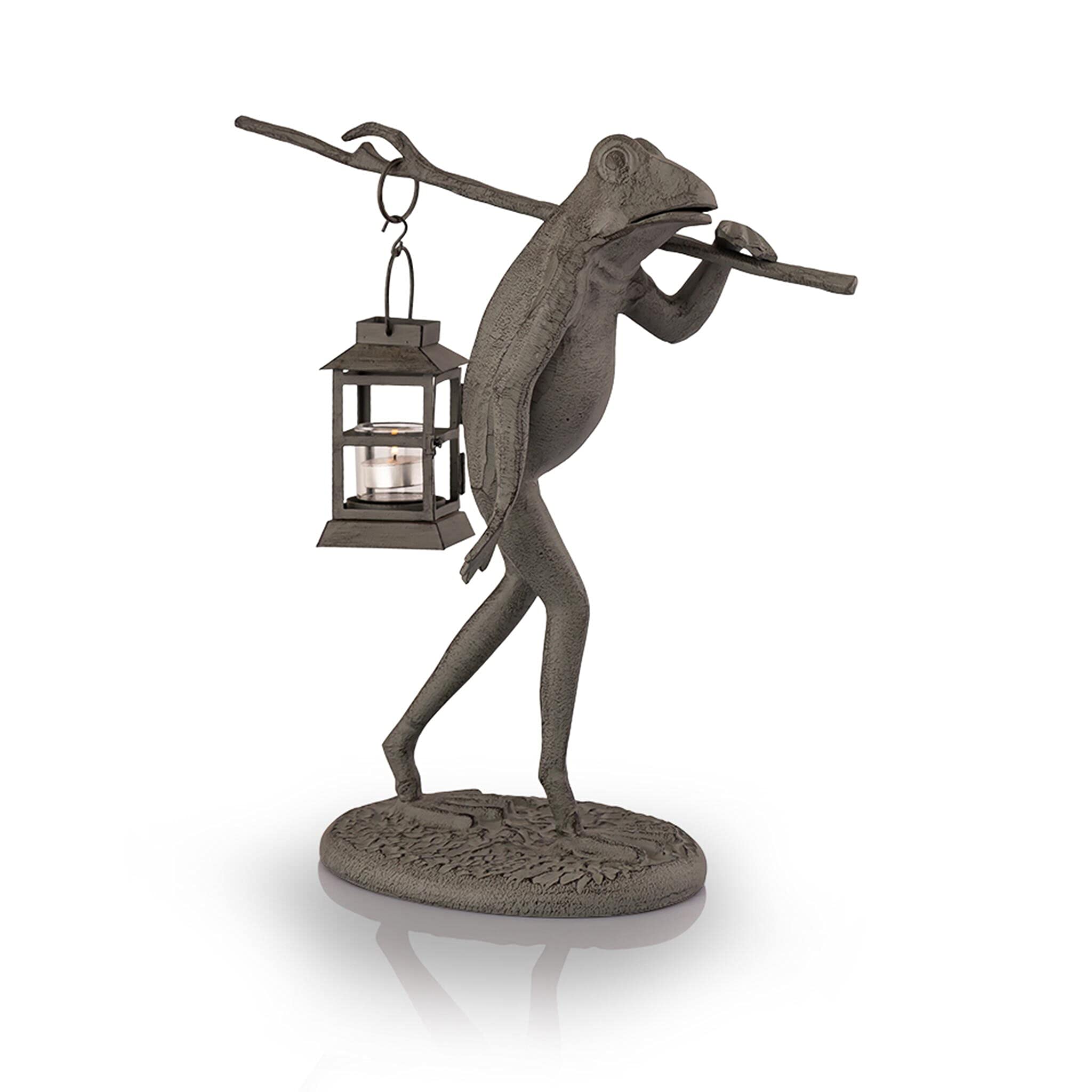 SPI Home Cast Aluminum Walking Frog Lantern Candle Holder Statue - Outdoor Garden Decor, Patio Lighting, Halloween Decoration, Unique Gift Idea