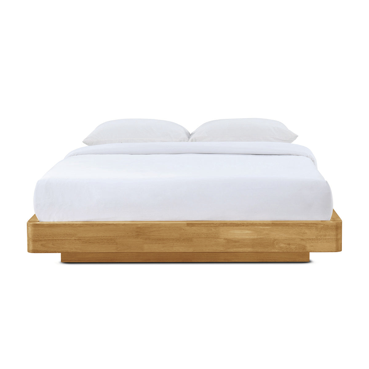 Kami Solid Oak Timber Platform Double Bed Frame - Queen Size, Sturdy Wooden Bed Base with Slats, Modern Minimalist Design for Bedroom, Guest Room, or Dorm