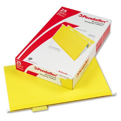 Reinforced Hanging Folders with 1/5 Tab - Legal Size Yellow File Folders (25/Box) - Durable Office Organization for Legal Documents & Filing Systems