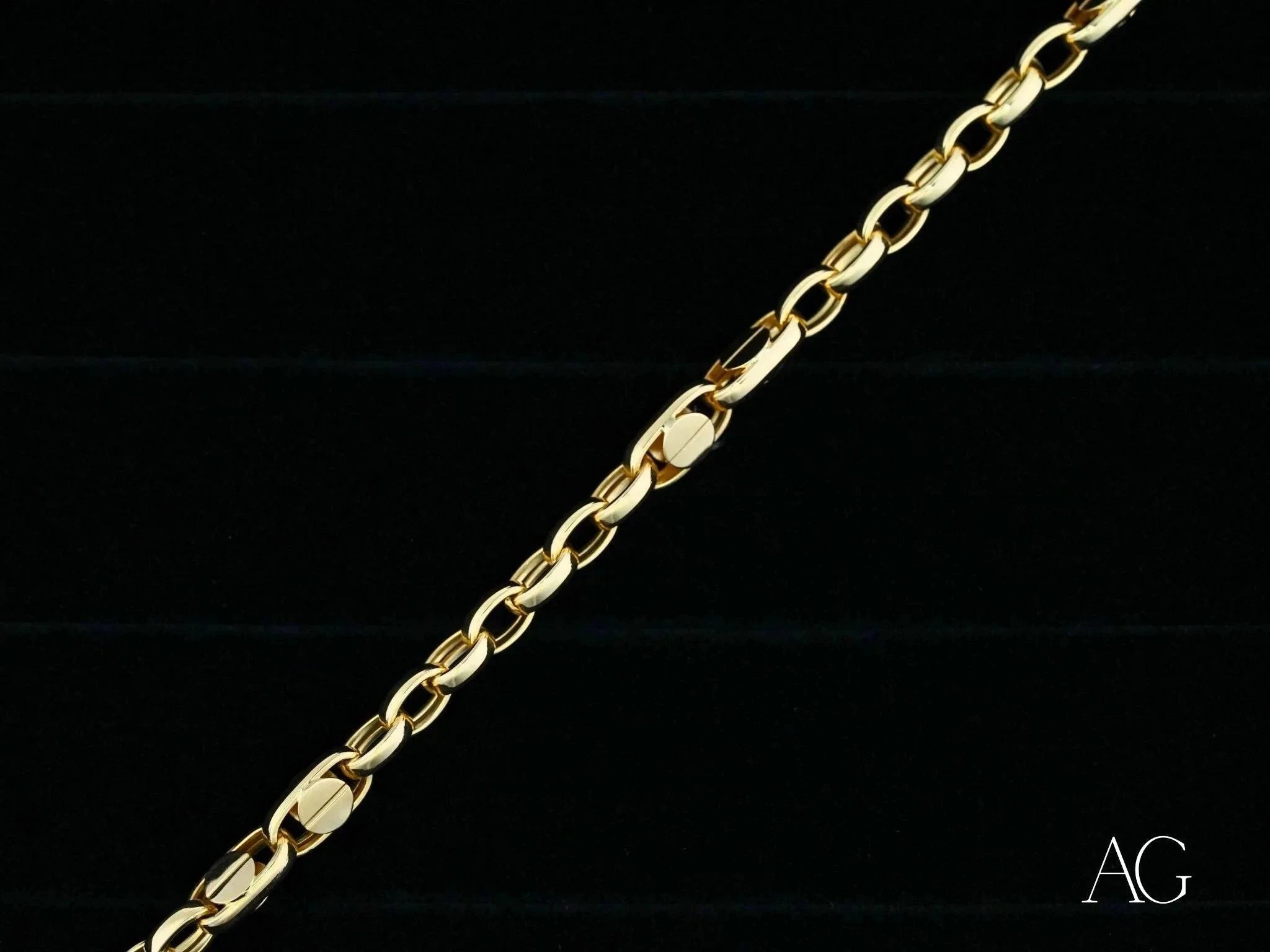 18K Solid Gold Men's Bracelet with Secure Lobster Clasp - Elegant & Durable Jewelry for Gifts, Weddings & Special Occasions