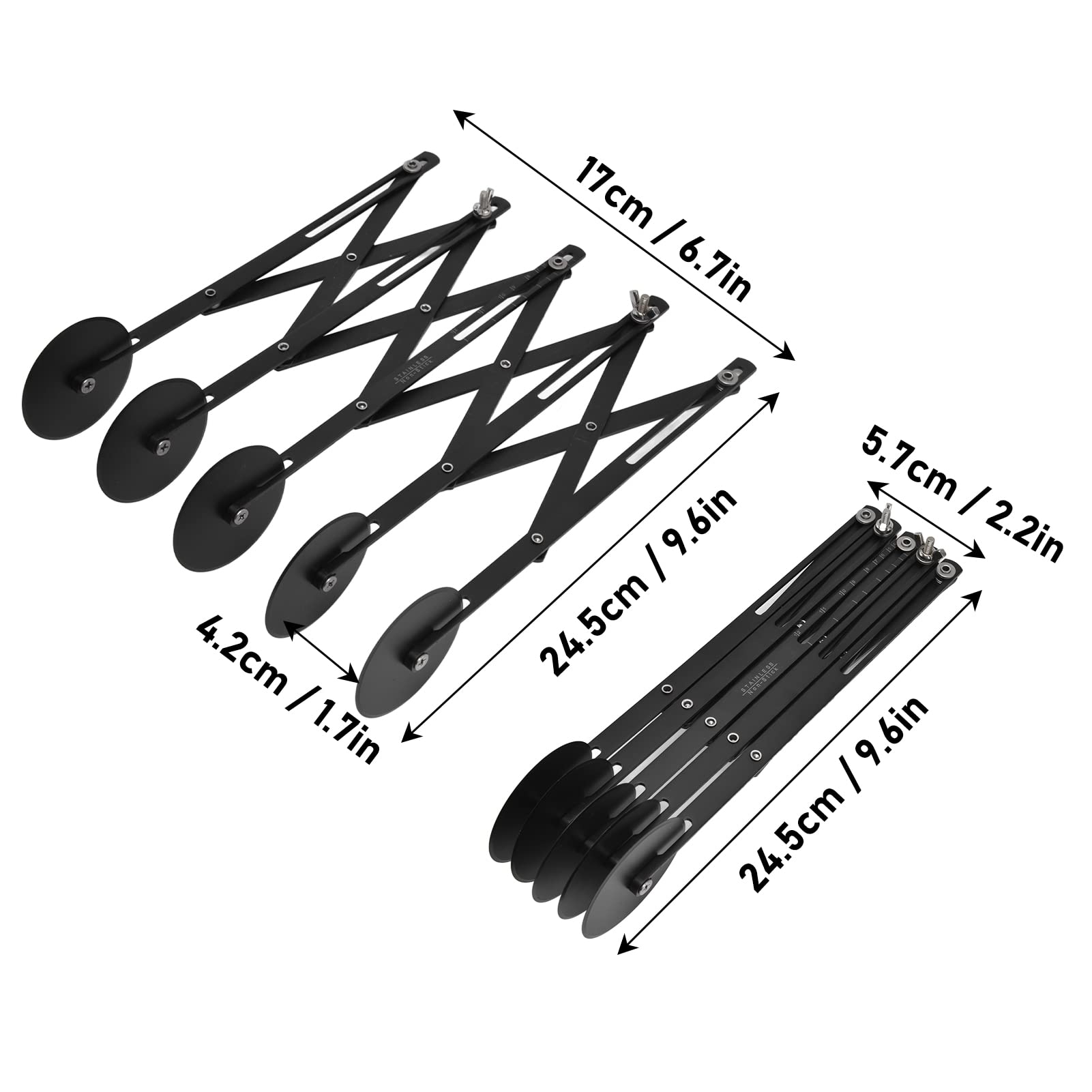 Adjustable Stainless Steel Pastry Cutter - 5-Wheel Pizza Dough Divider & Cookie Dough Roller - Non-Stick Expandable Baking Tool for Perfect Pies, Cookies & Pastries - Ideal for Home Bakers & Professional Kitchens