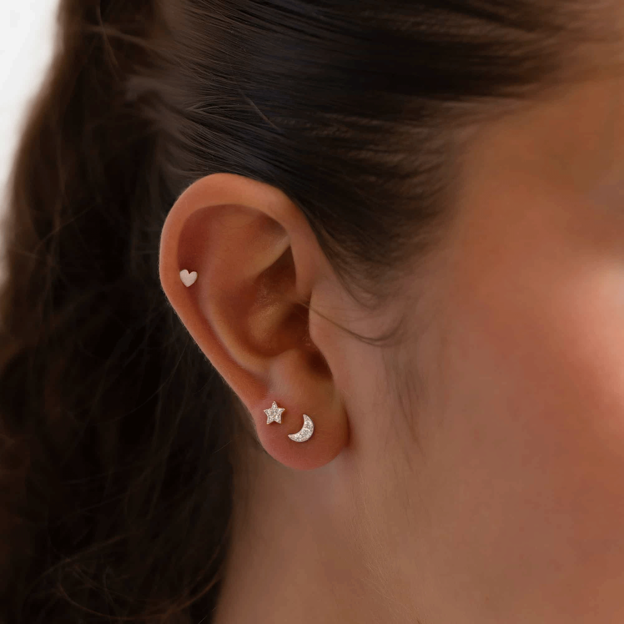 Moon and Star Flat Back Stud Earrings for Women - Dainty Celestial Jewelry for Everyday Wear, Parties, and Gifts
